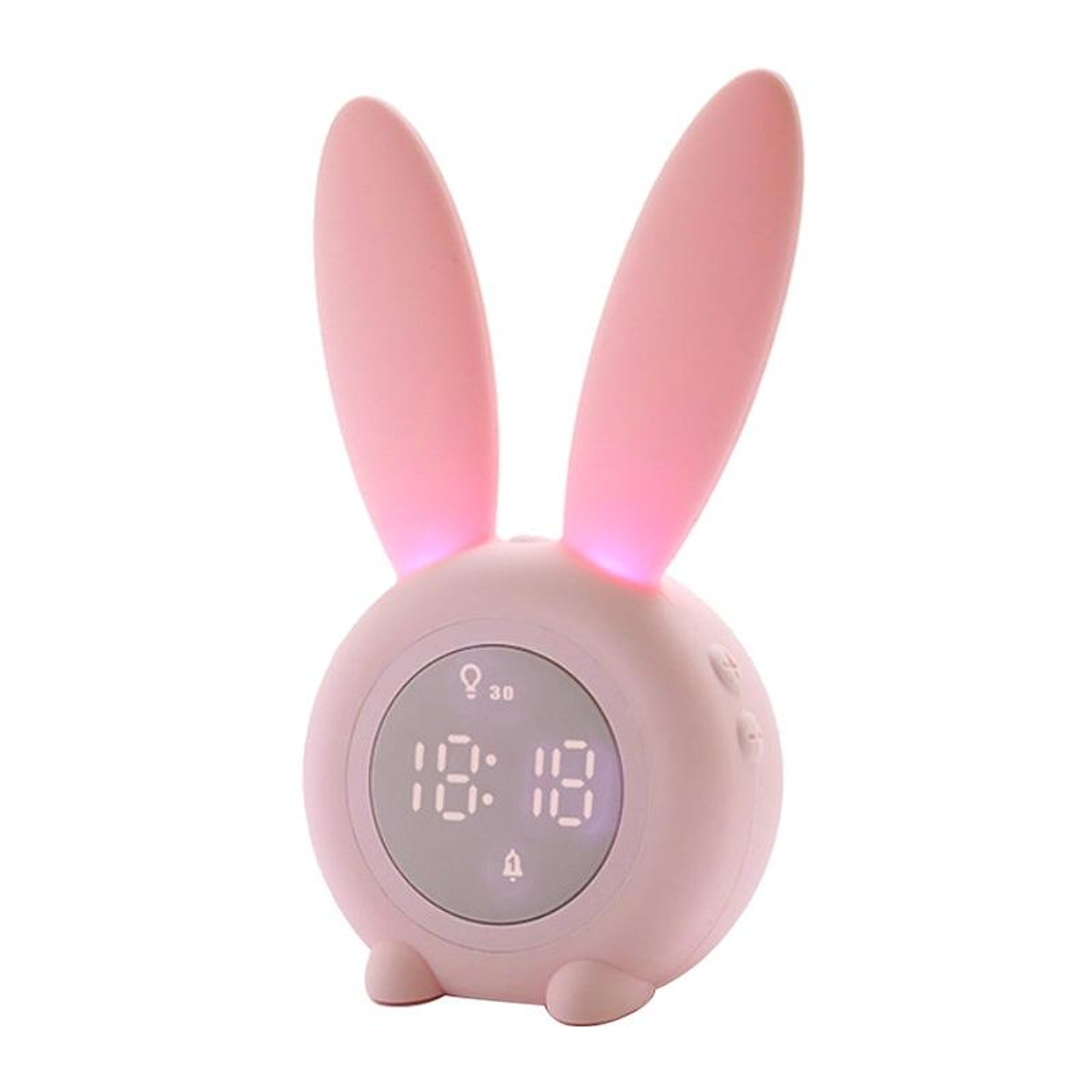 Cute Rabbit Night Light Alarm Clock With Voice Activation  USB Rechargeable Display 7