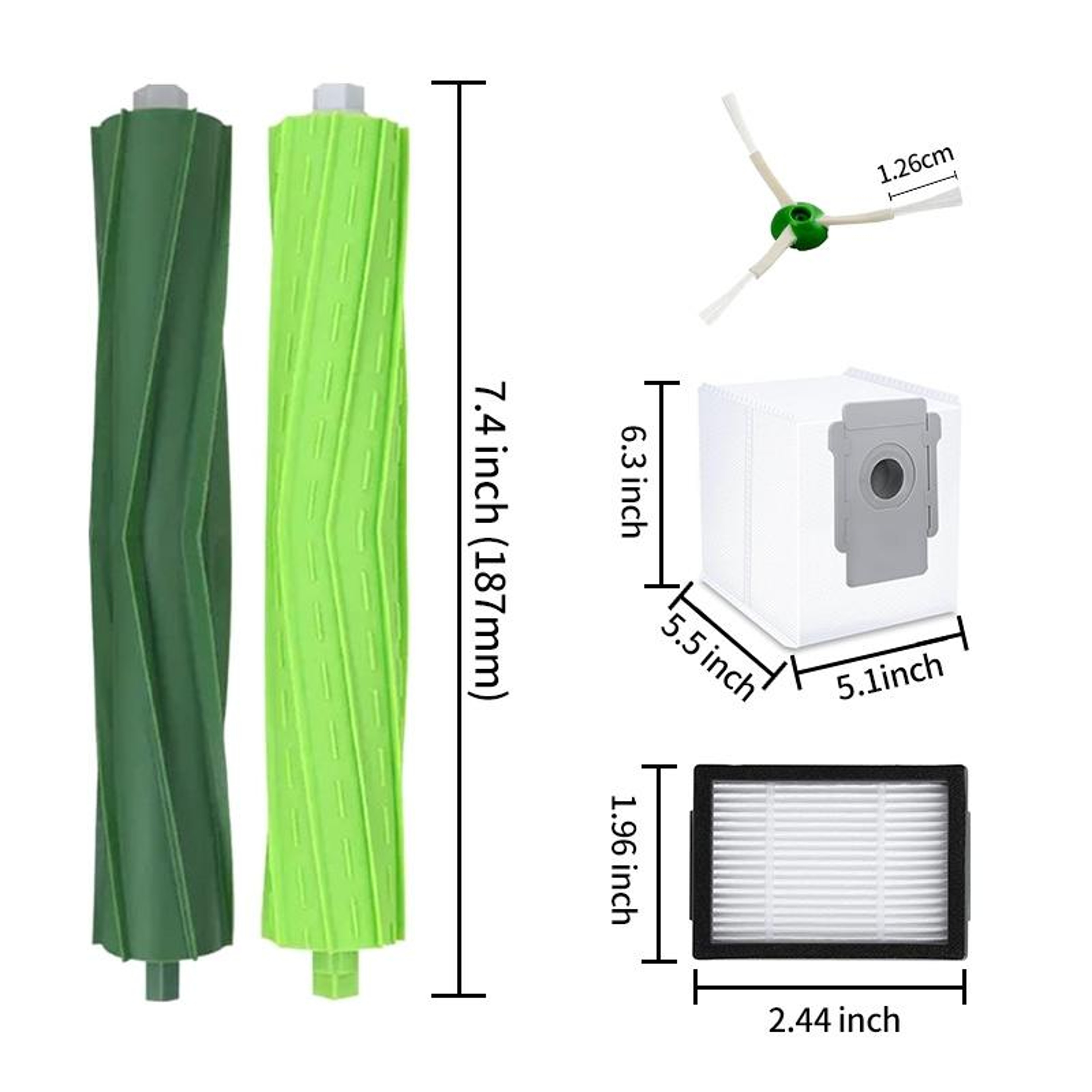 JUNSUNMAY Roomba Replacement Parts Kit For IRobot E5 E6 With Roller Brushes Filters  Vacuum Bags 4