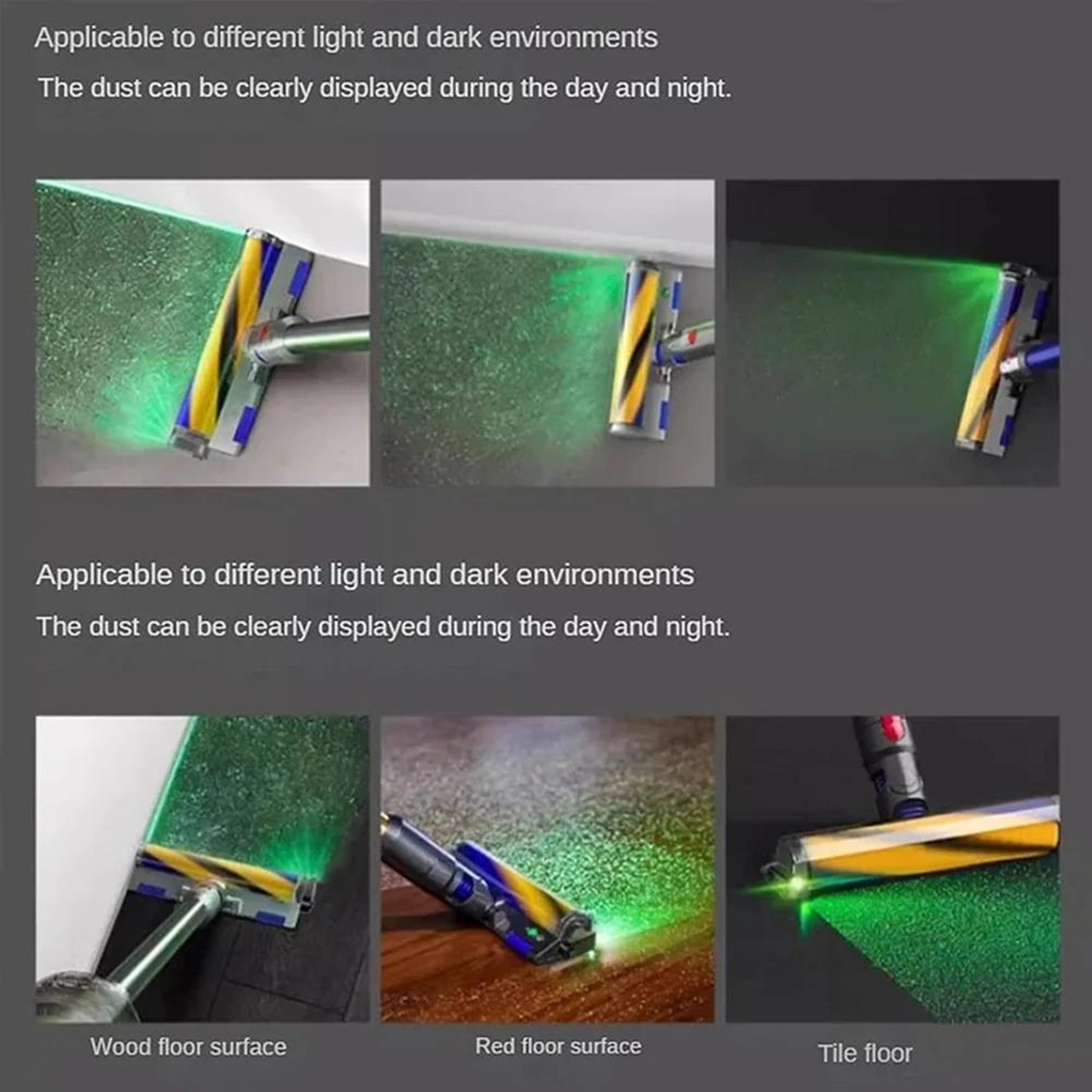 Green LED Dust Display Light For Dyson Vacuum Cleaner Cordless Vacuum Light Attachment 7