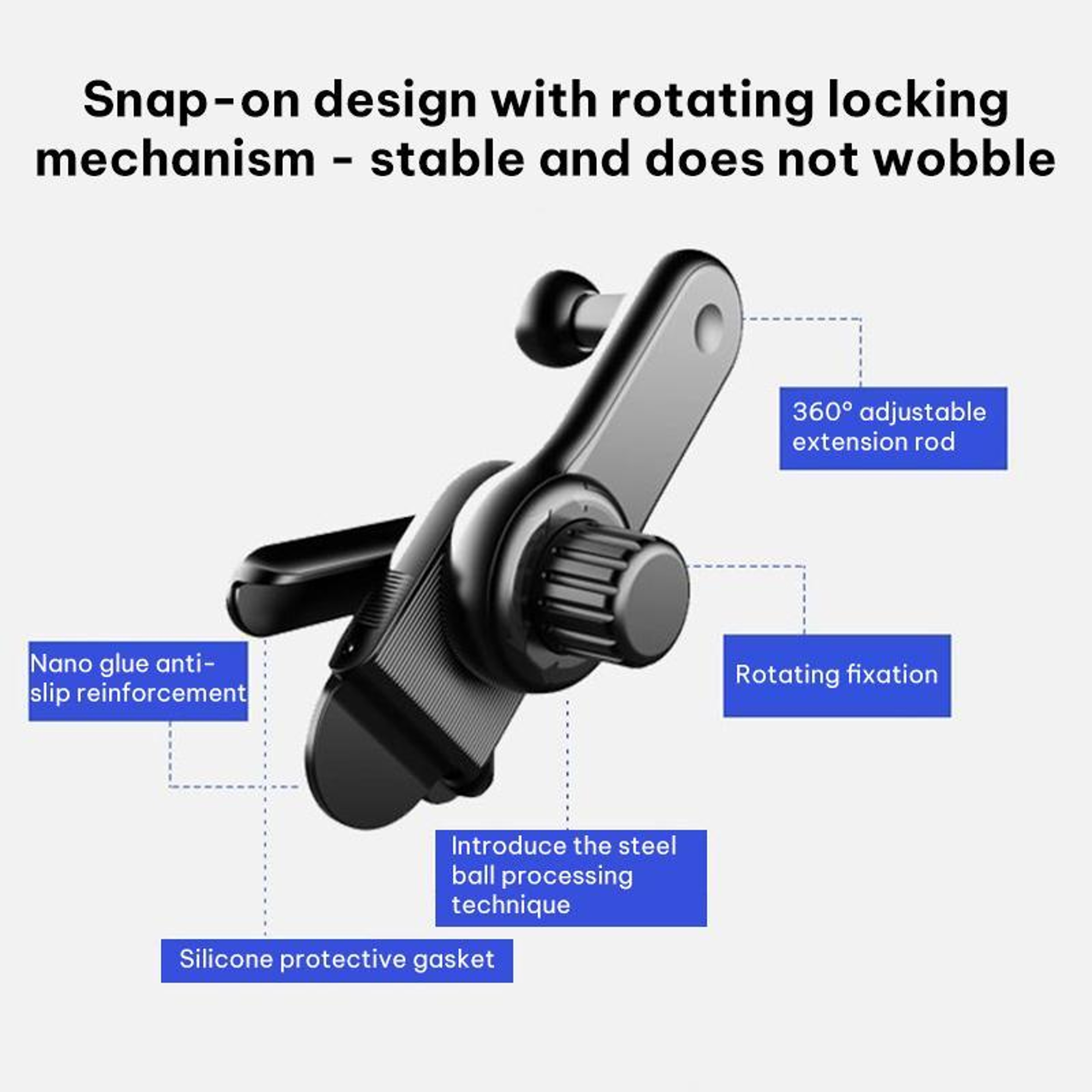 Universal Car Phone Holder Display Screen Extension Arm 360 Dashboard Phone Mount Base 4