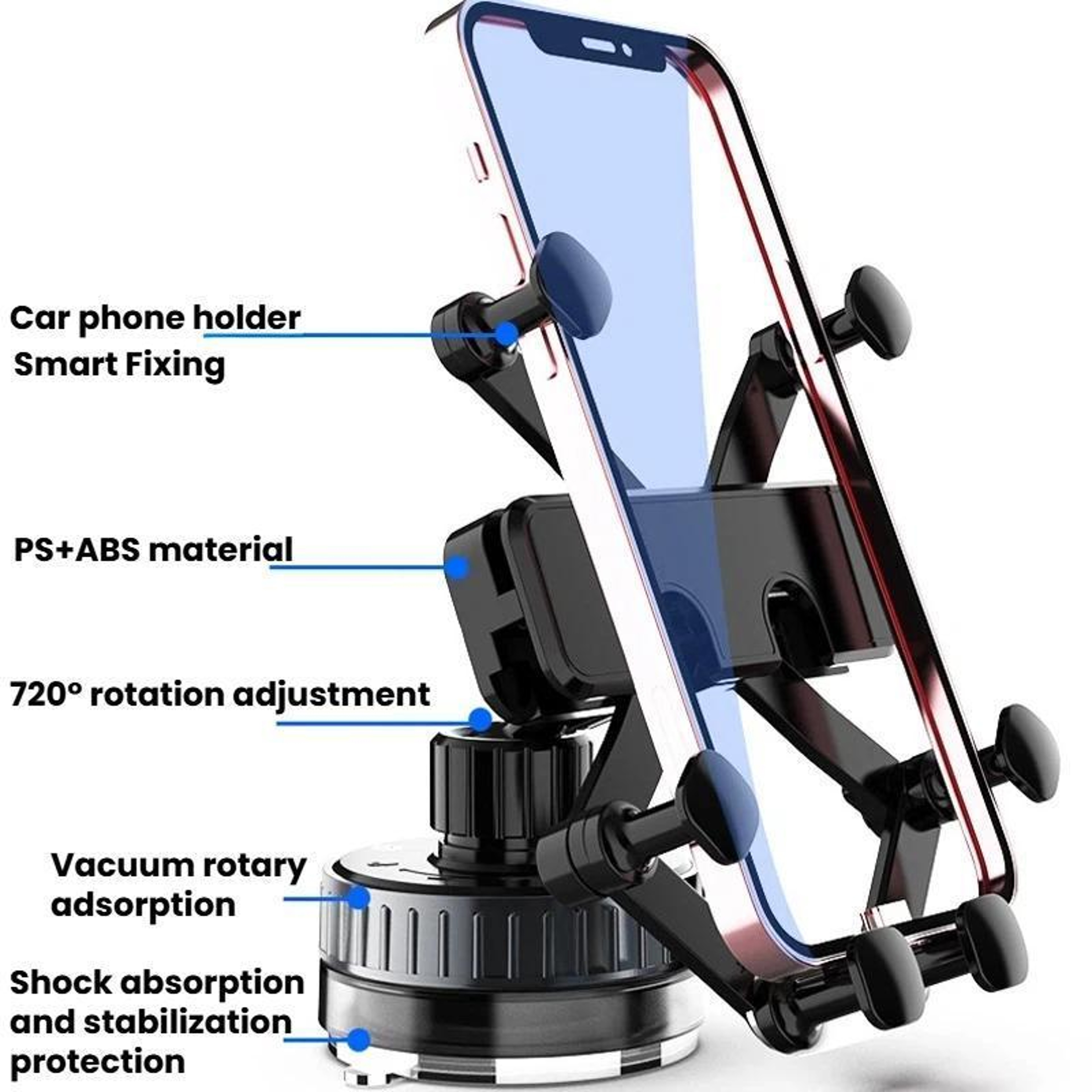 Universal Car Phone Mount With Auto Lock 720 Rotating Suction Cup Phone Holder 6