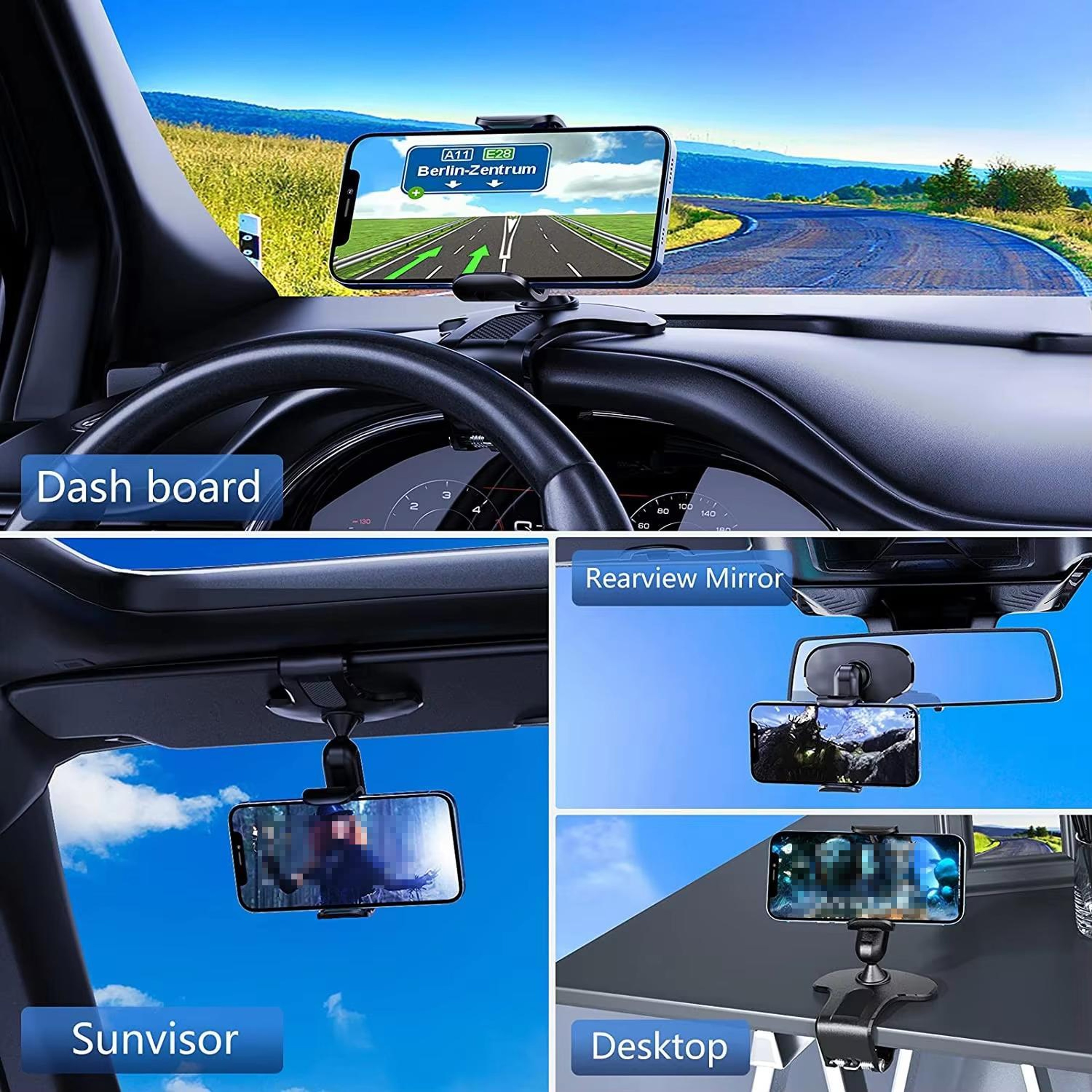 Universal Car Phone Mount Dashboard  Sun Visor 360 Hands Free Phone Holder 7