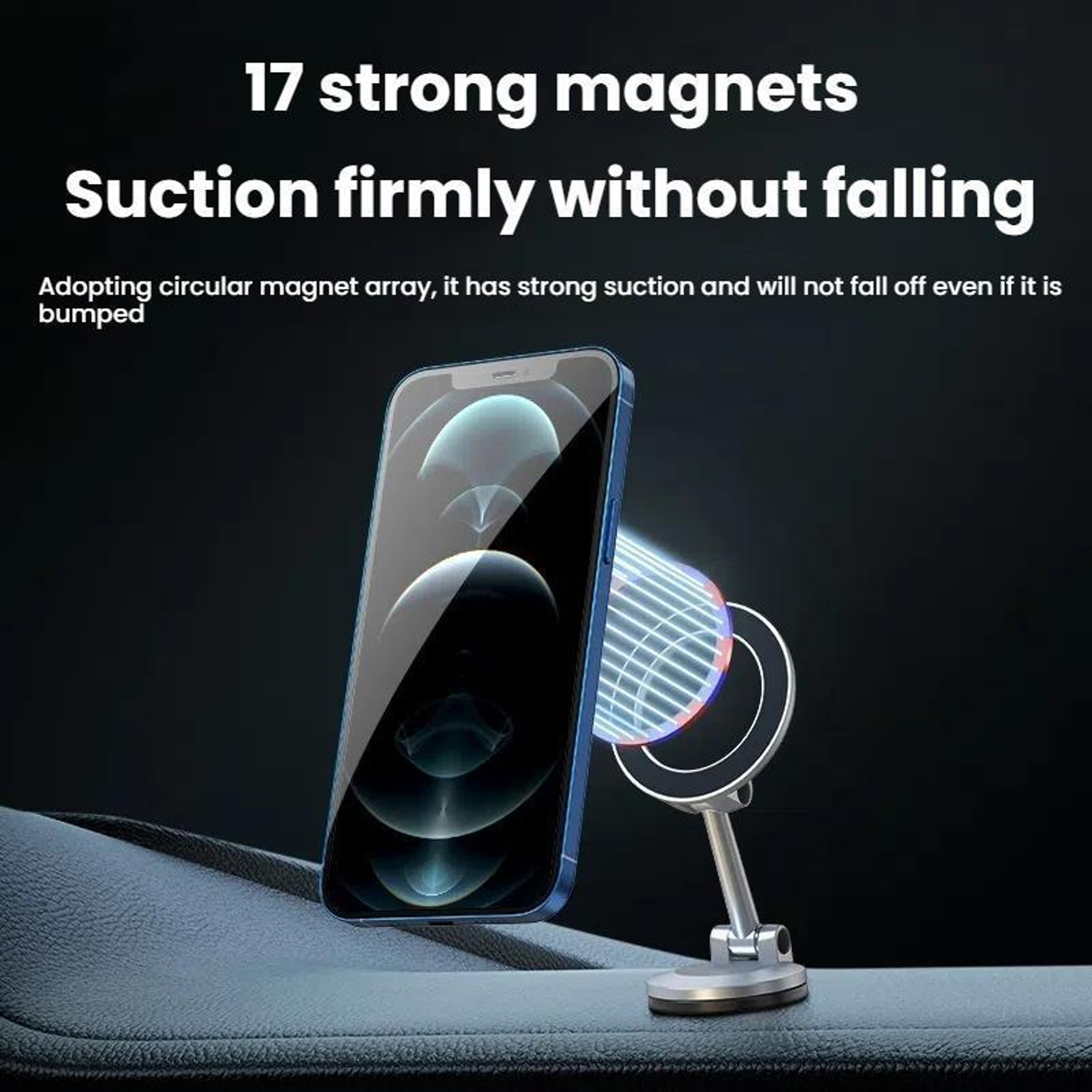 Magnetic Car Phone Holder Foldable 360 Rotating Dashboard Navigation Mount 3