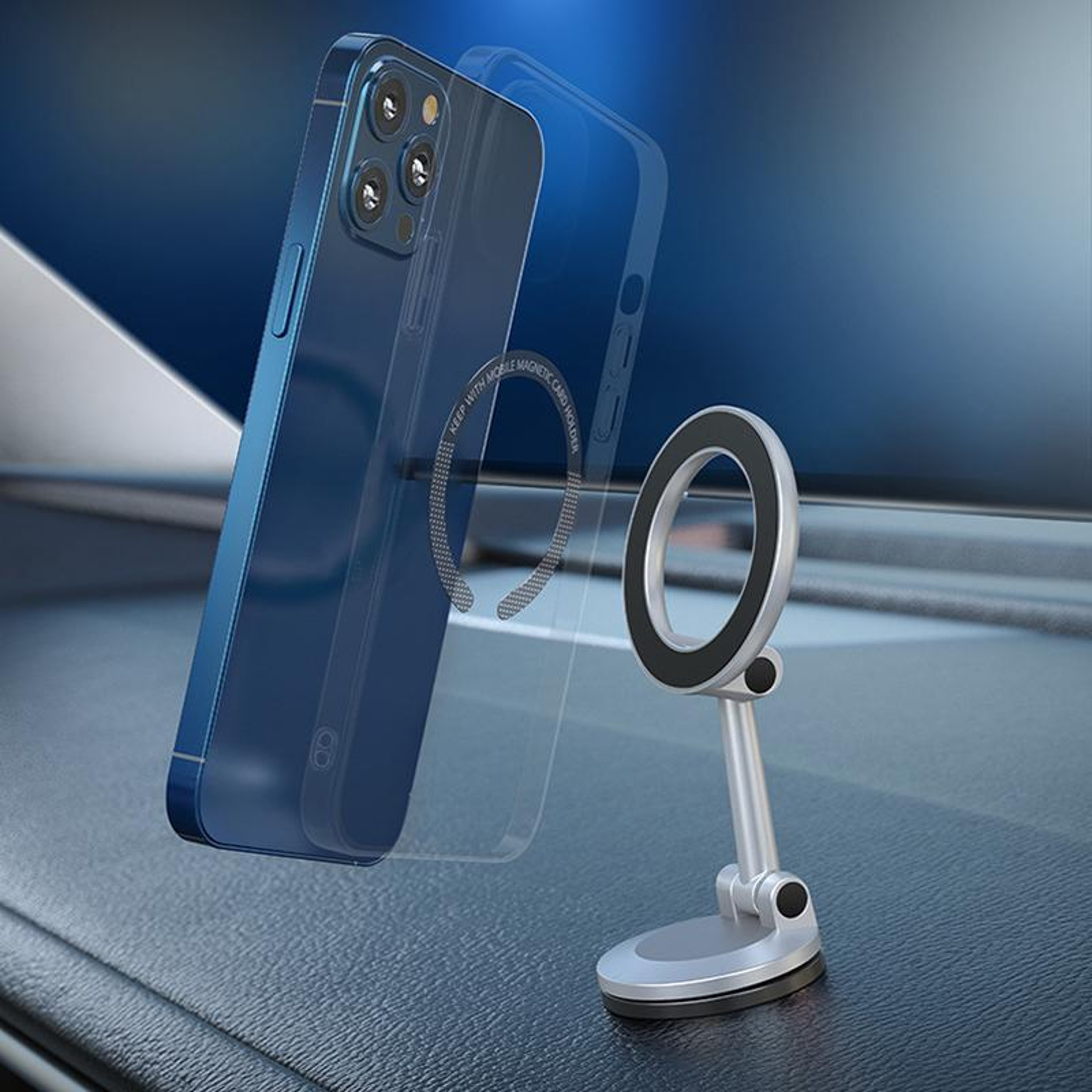 Magnetic Car Phone Holder Foldable 360 Rotating Dashboard Navigation Mount 6