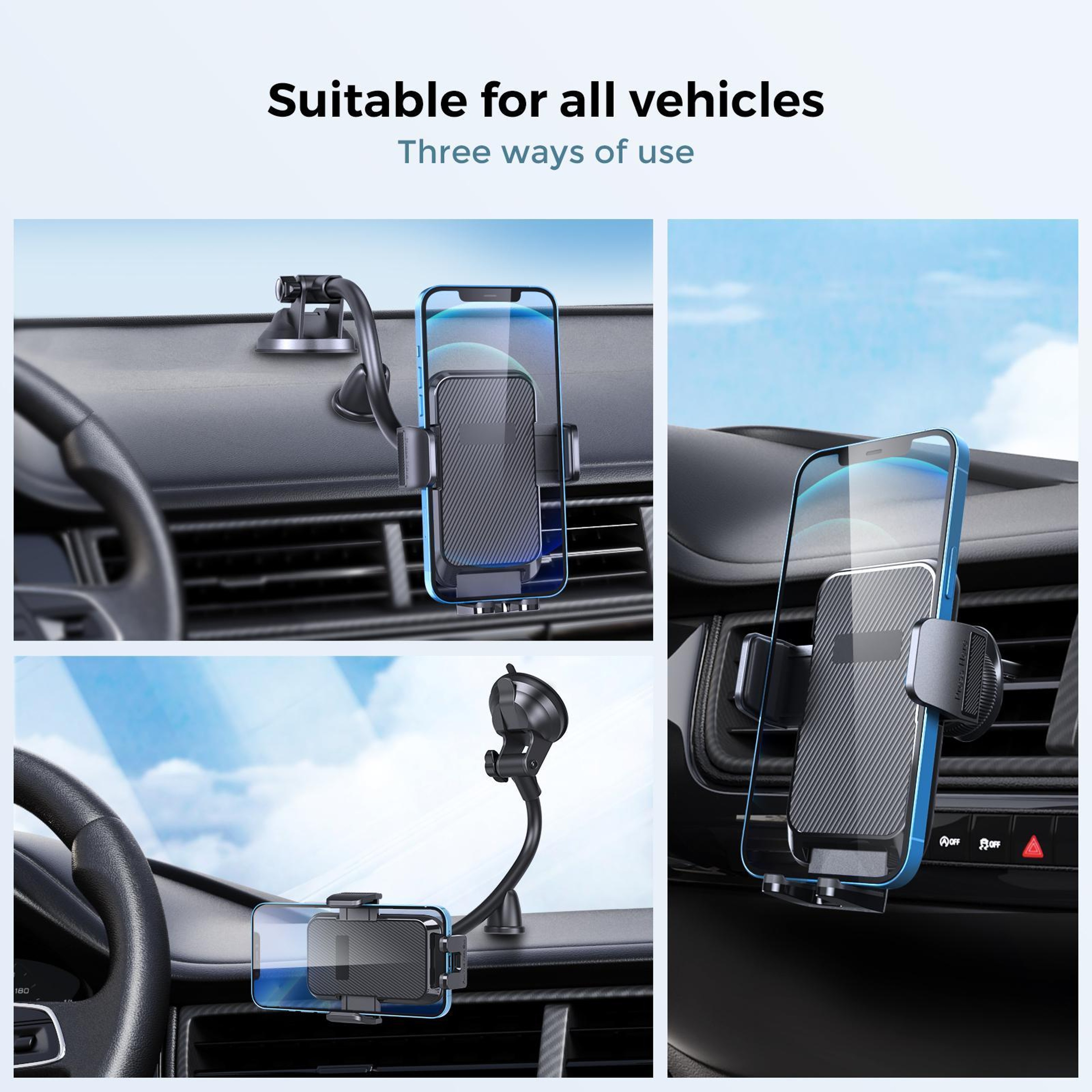 Tronwin Flexible Car Phone Holder with Adjustable Arm Dashboard & Windshield Universal Phone Mount – view 2