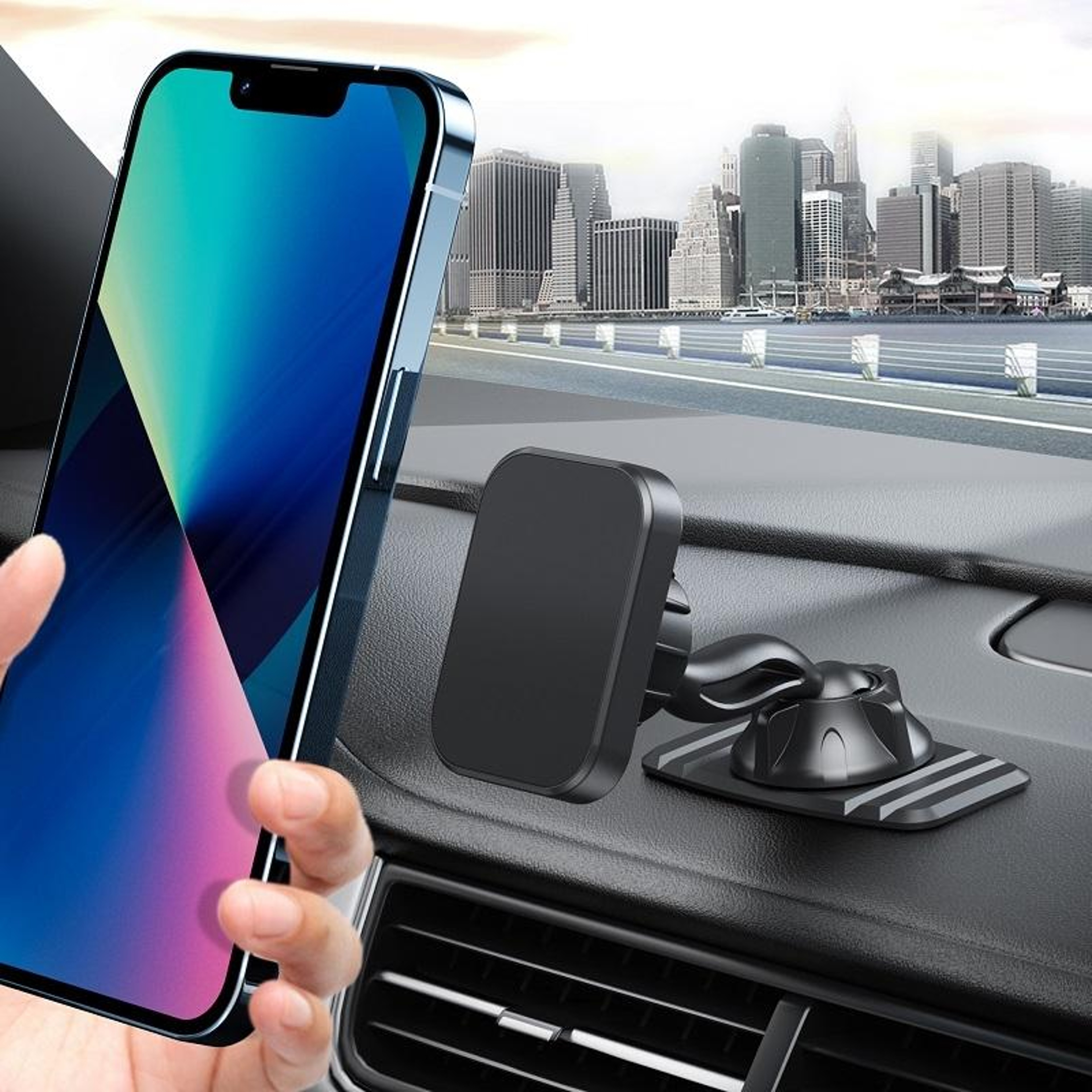 360 Rotating Magnetic Car Phone Mount Dashboard Navigation Holder With Dual Head Design 1