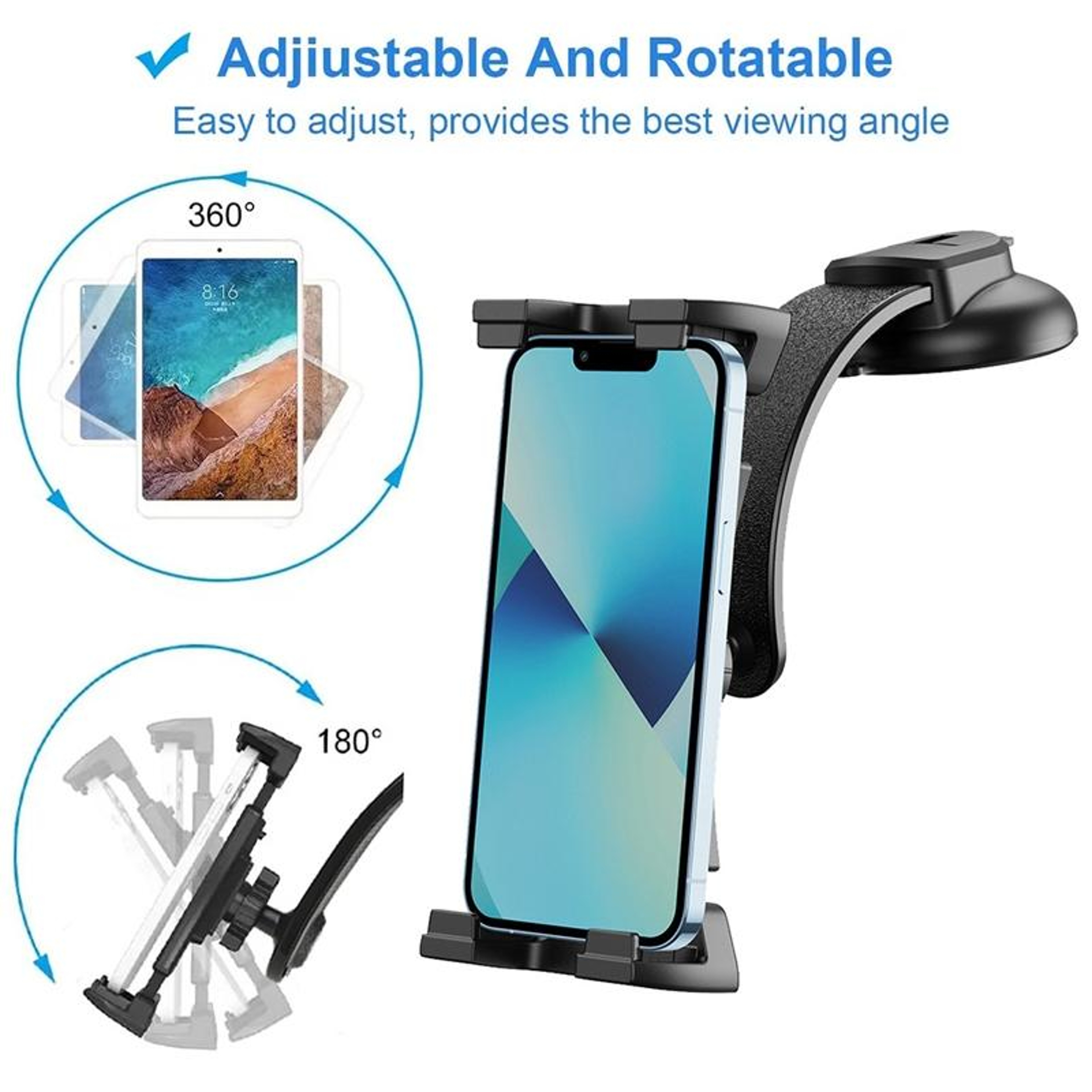 CP P20 Universal Car Tablet Holder Suction Cup Dashboard Mount For IPad And Smartphones 6