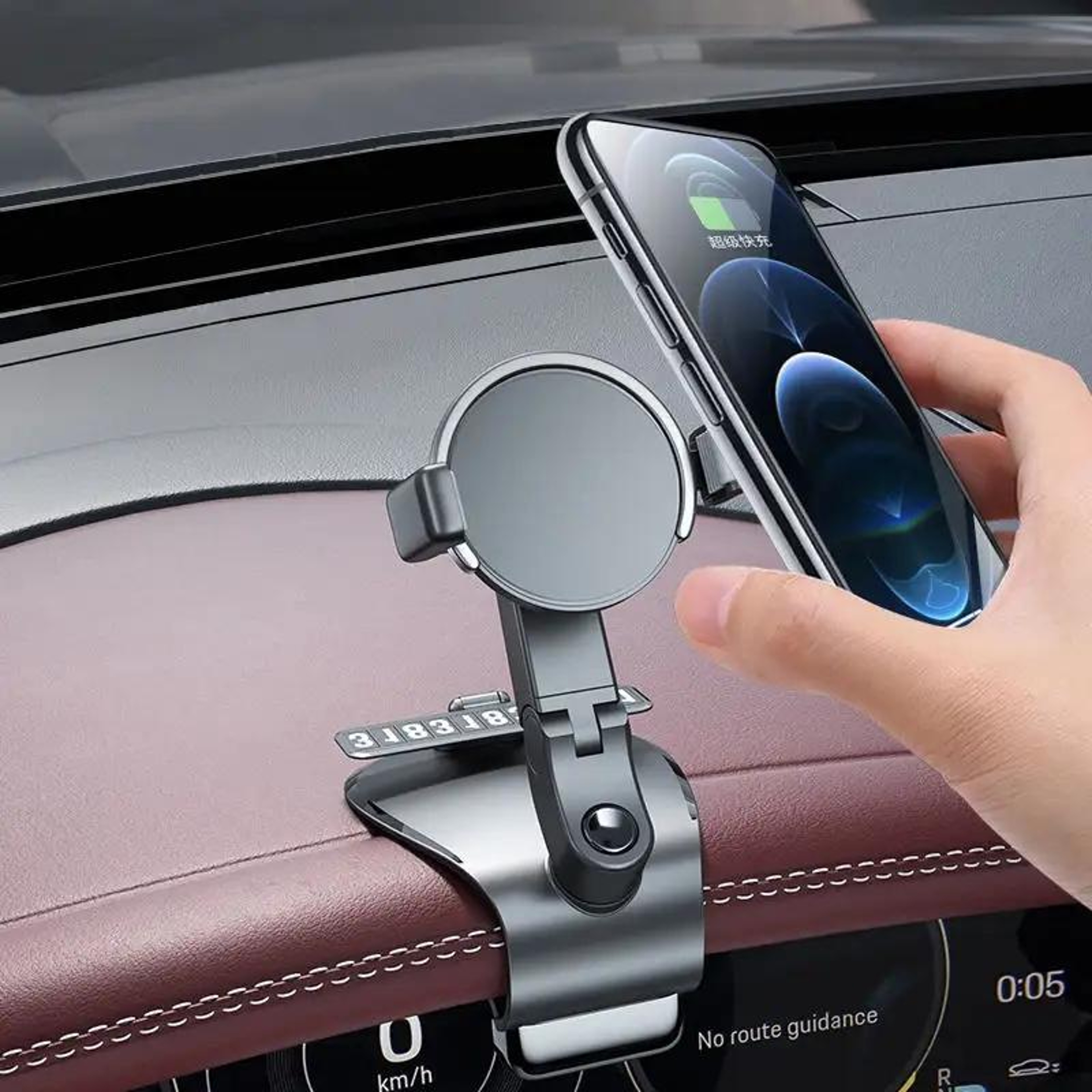 360 Rotating Car Phone Holder Dashboard Mount With Parking Number Plate For All Smartphones 3