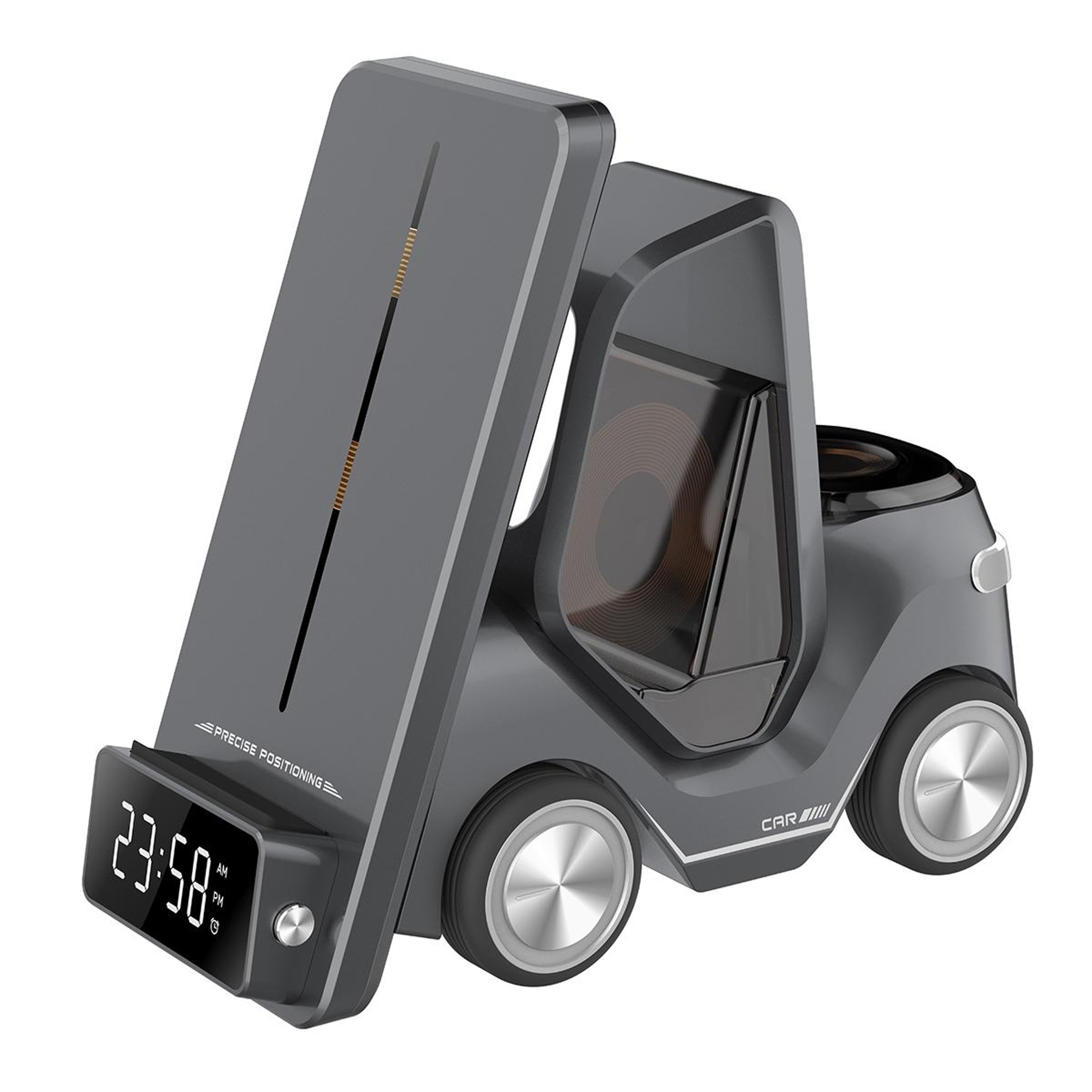 T20 Wireless Charging Alarm Clock Car Shaped Desktop Wireless Charger With LED Atmosphere Light 7
