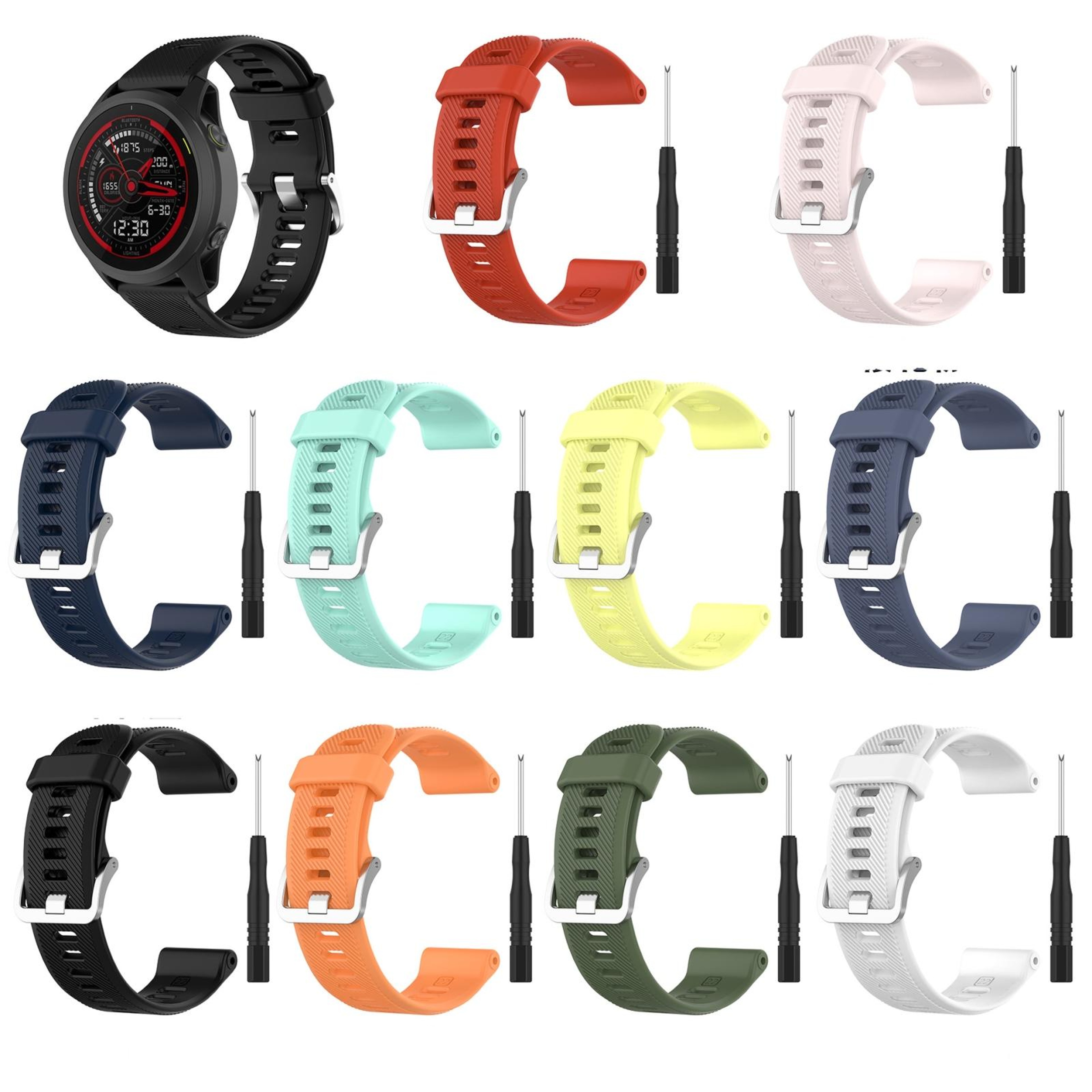 Garmin Forerunner 745 22mm Silicone Watch Band Quick Release Twill Replacement Sports Strap 3