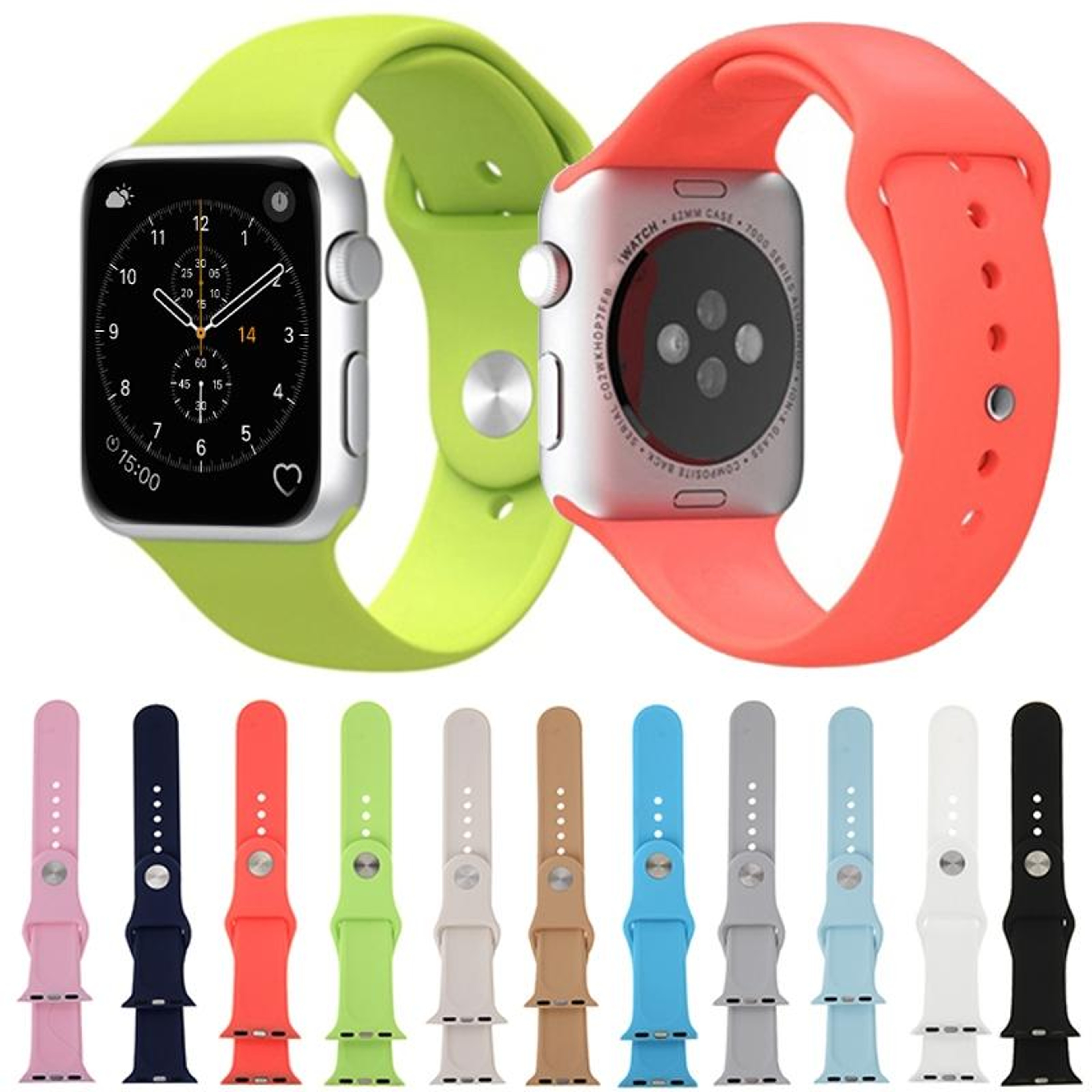 Apple Watch Sport Band 38mm Soft Silicone Replacement Strap With Secure Pin And Tuck Closure 11