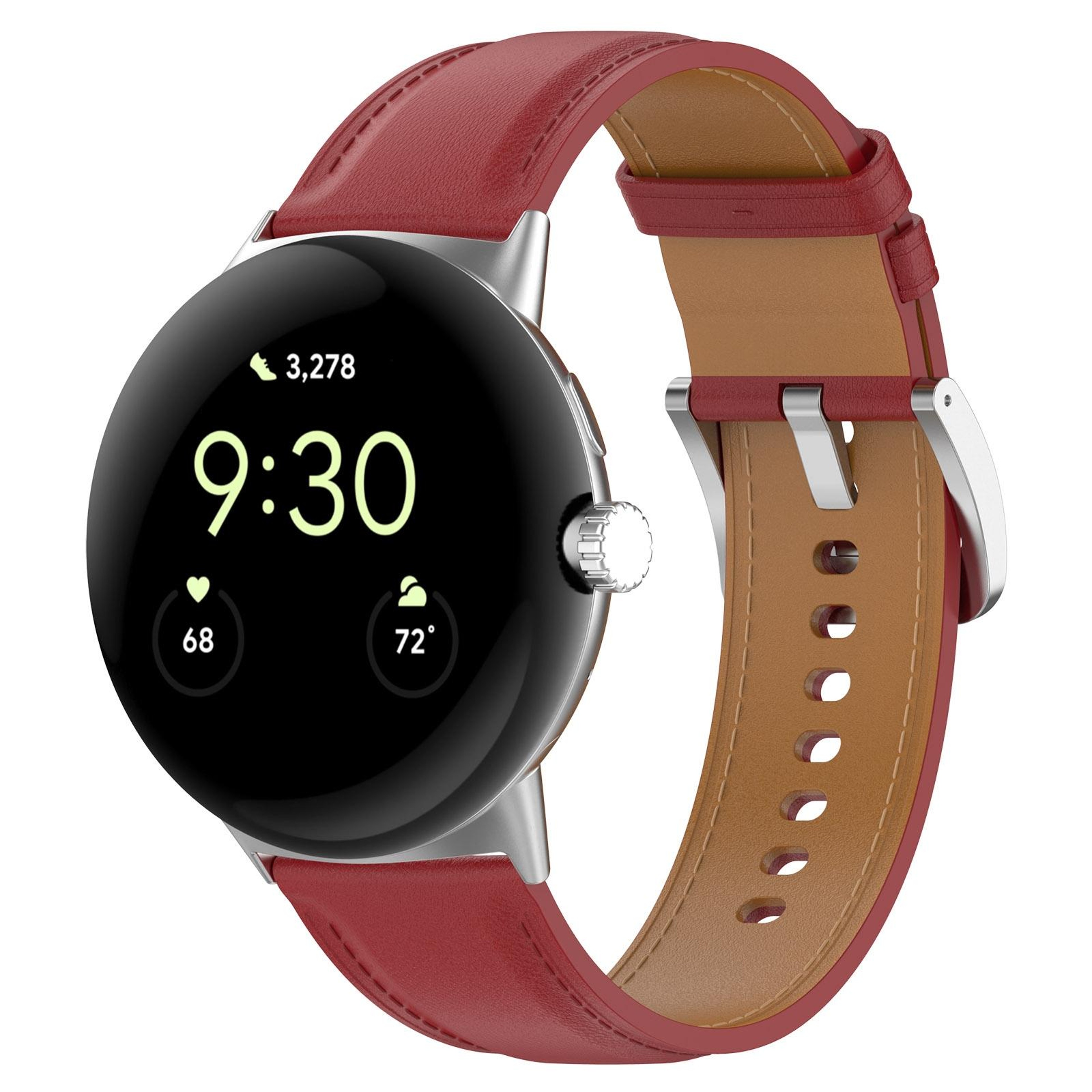 Premium Google Pixel Watch band Leather Strap for Pixel Watch 4 3 2 1 41mm with Embossed Stitching – view 10