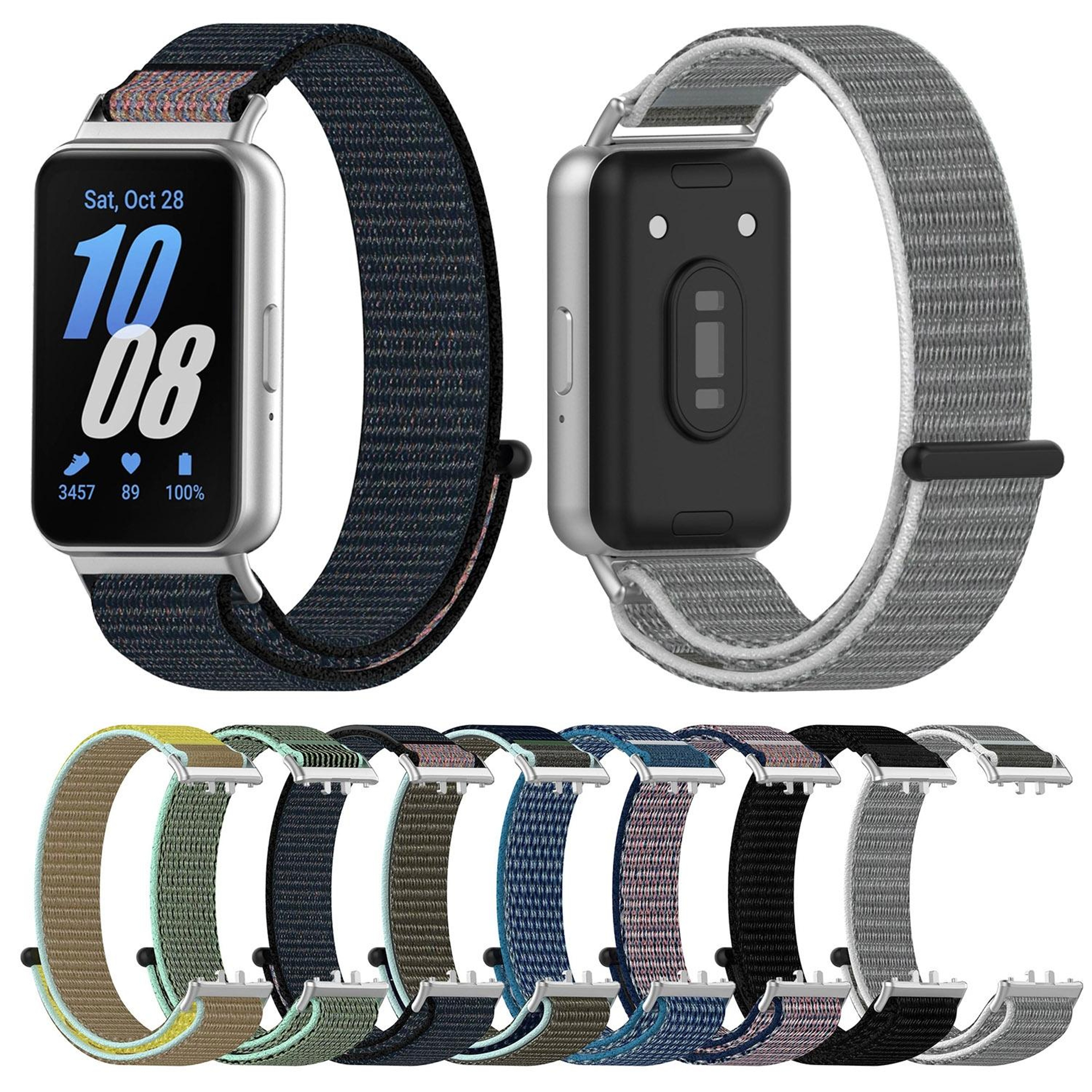 Samsung Galaxy Fit 3 Nylon Watch Band Adjustable Hook And Loop Replacement Strap 6