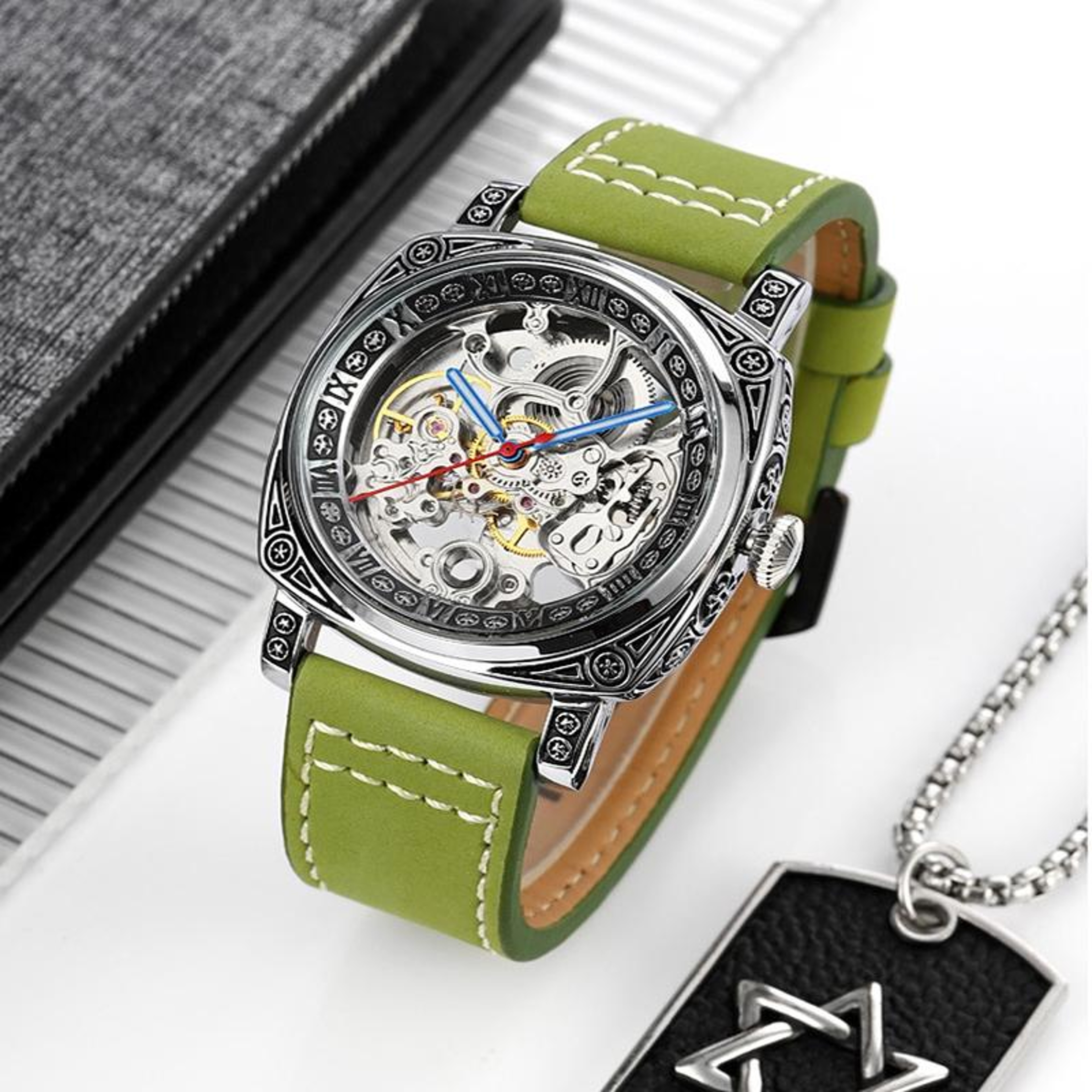 SKMEI 9271 Automatic Mechanical Watch Waterproof Leather Strap Mens Dress Watch 8