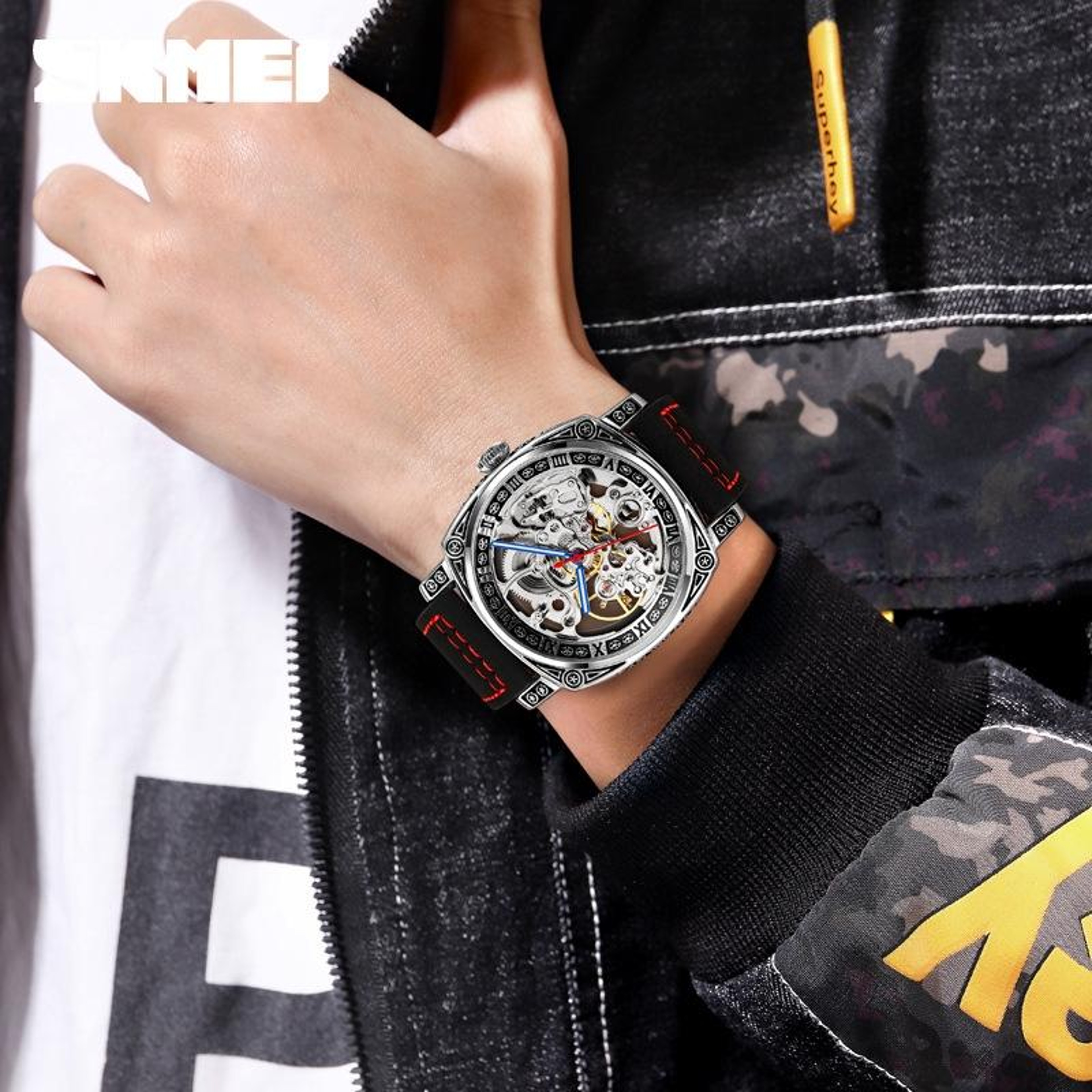 SKMEI 9271 Automatic Mechanical Watch Waterproof Leather Strap Mens Dress Watch 1