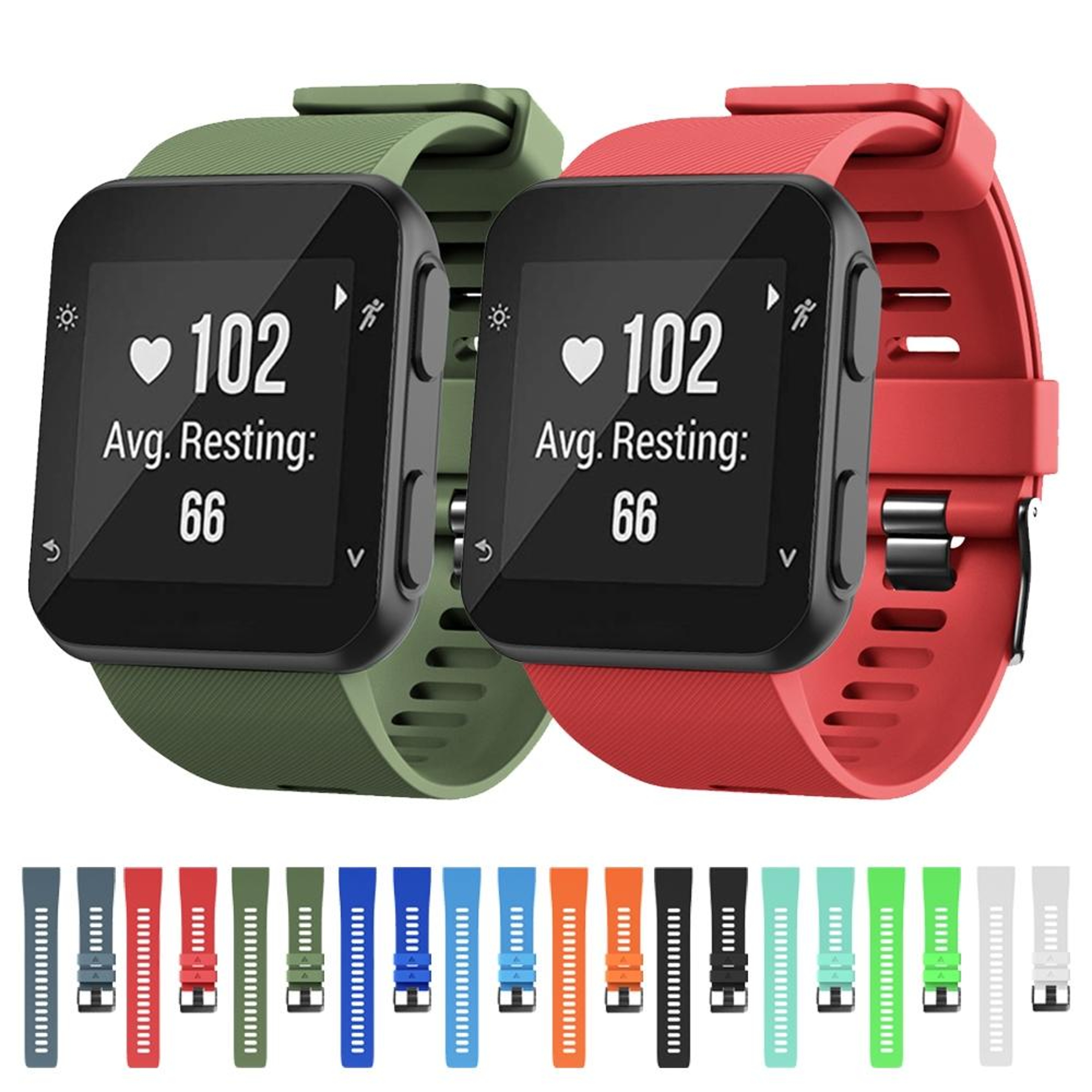 Garmin Forerunner 35 Silicone Watch Band Soft Replacement Strap With Black Buckle 9