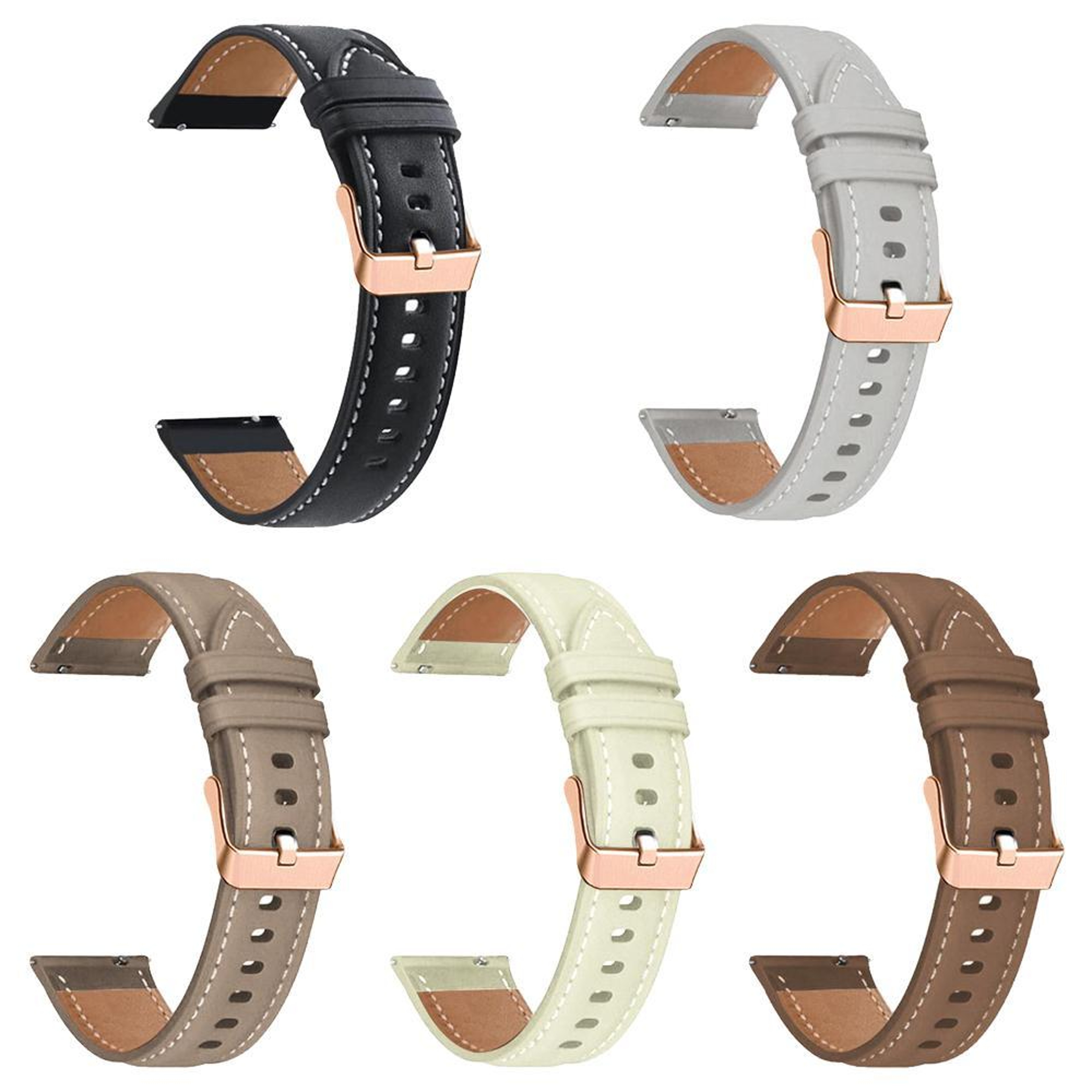 Google Pixel Watch 4 3 2 1 41mm Vegan Leather Watch Band Rose Gold Buckle Replacement Strap 3