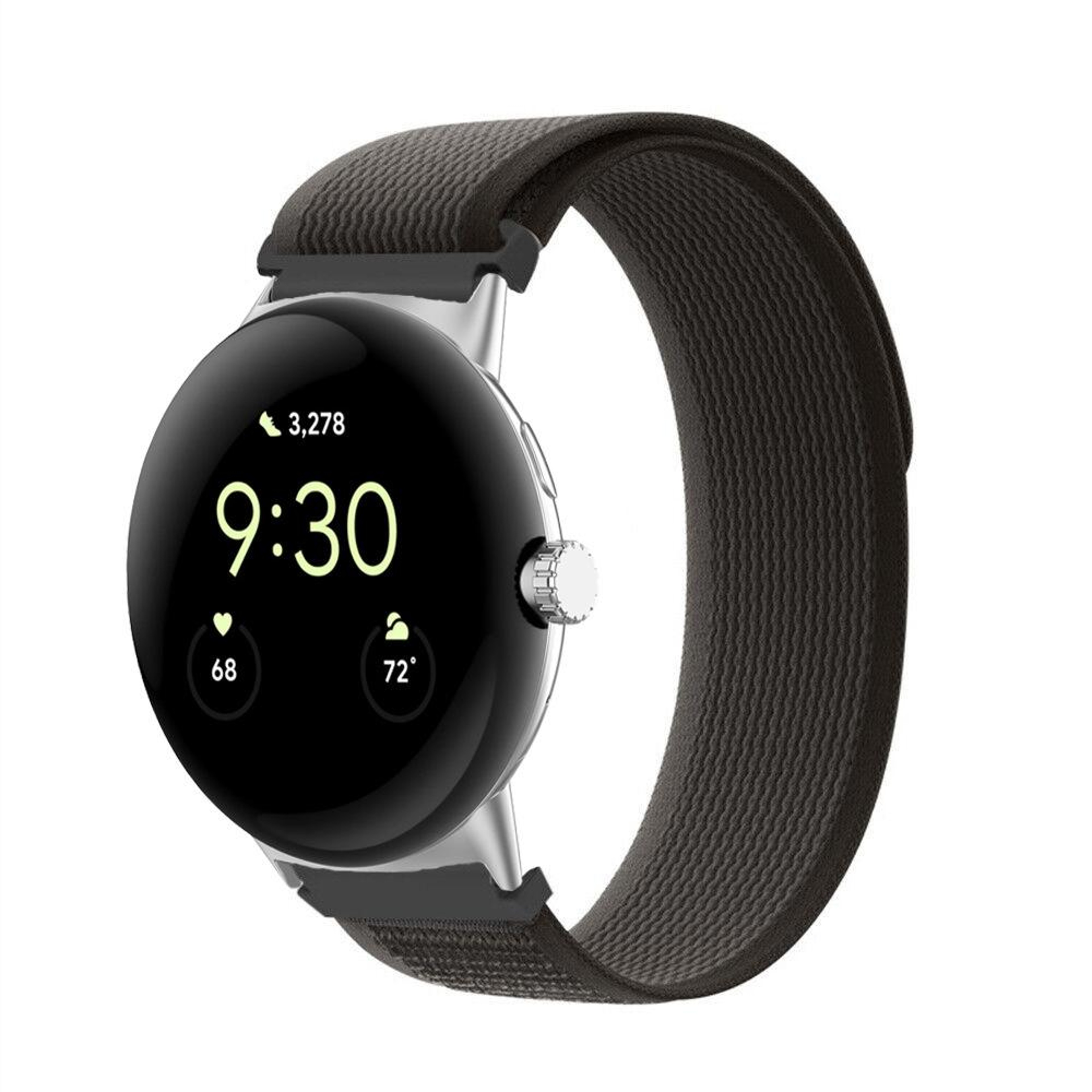 Google Pixel Watch 4 3 2 1 Nylon Watch Band Adjustable Breathable Replacement Strap With Silver Con 2