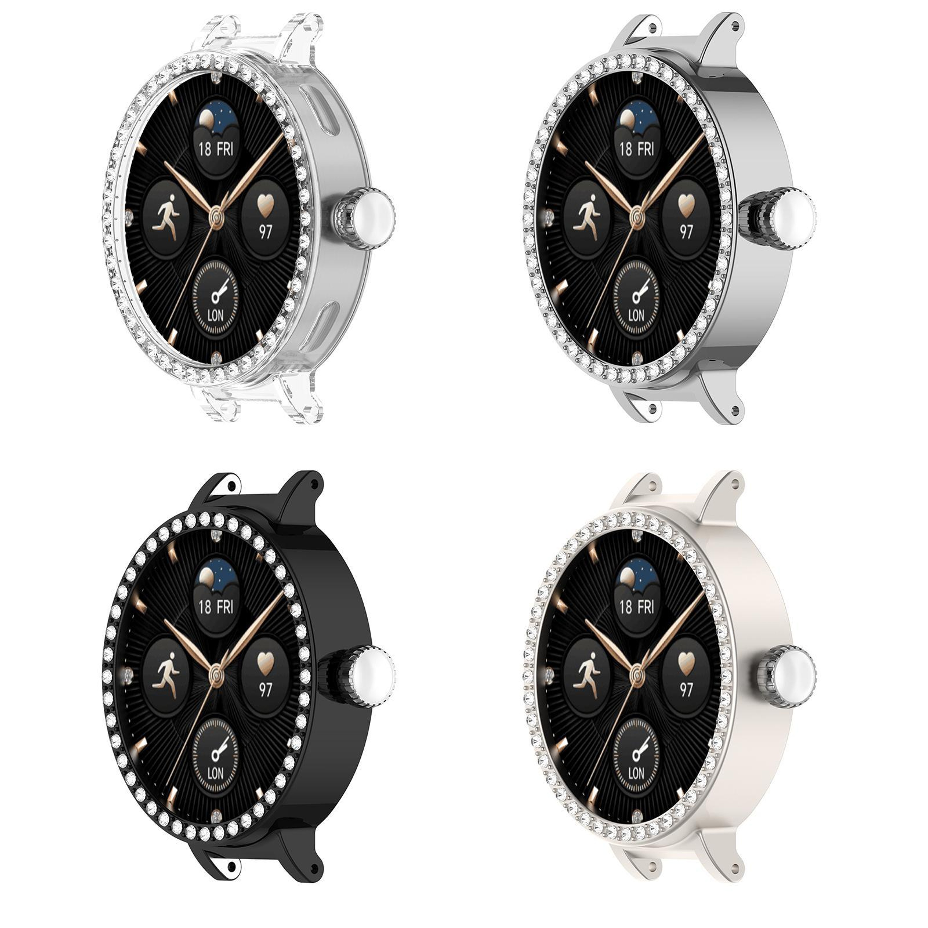 Honor Choice SAGA Smart Watch 2 PC Watch Protective Cover Single Row Diamond Half Coverage Case 11