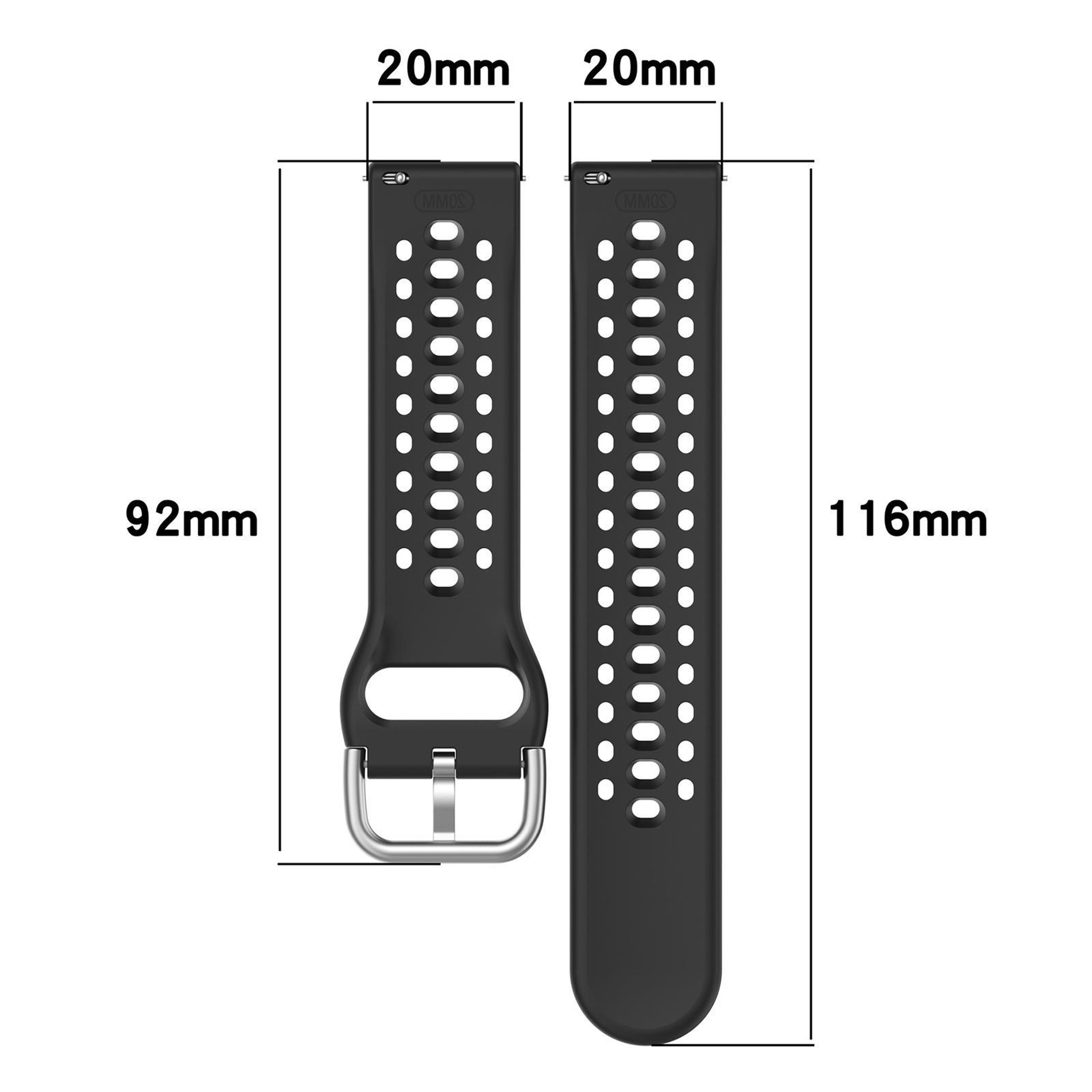 Silicone Sport Watch Band With Silver Buckle Adjustable Replacement Watch Strap 7
