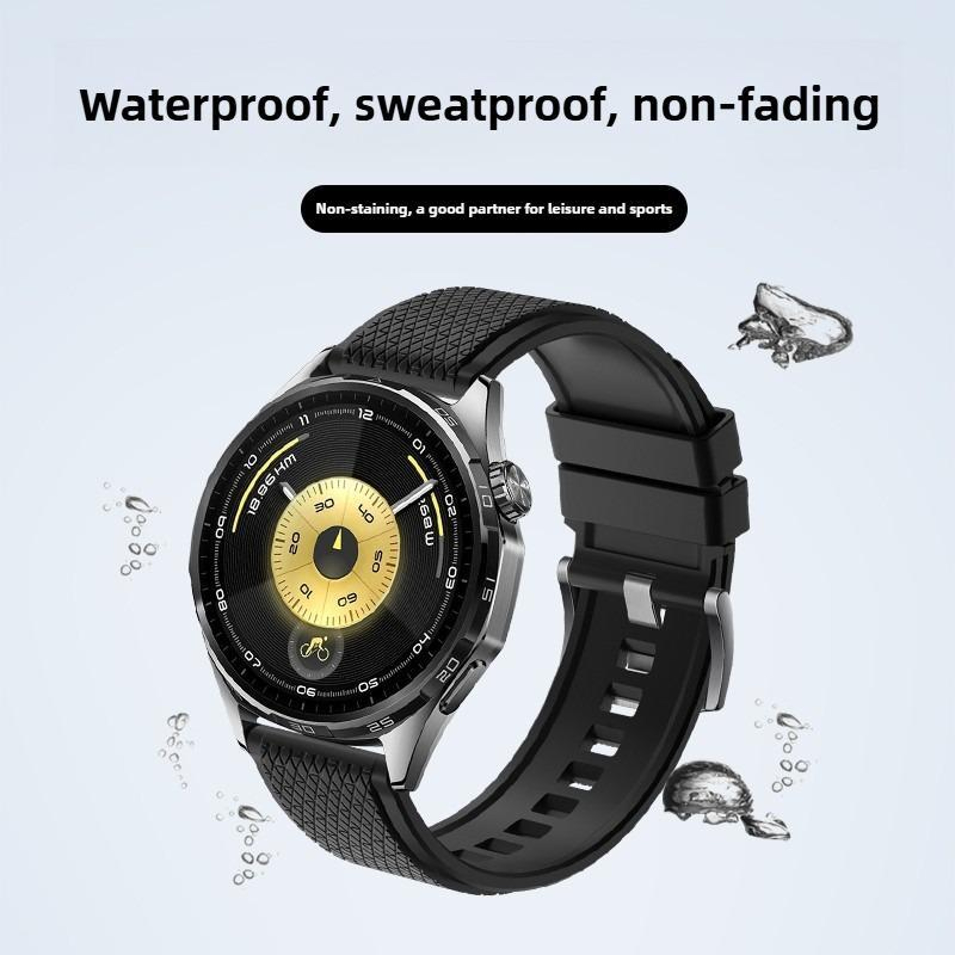 Fluororubber Watch Band Textured Replacement Strap For Longines Comfortable Adjustable Wristband 11