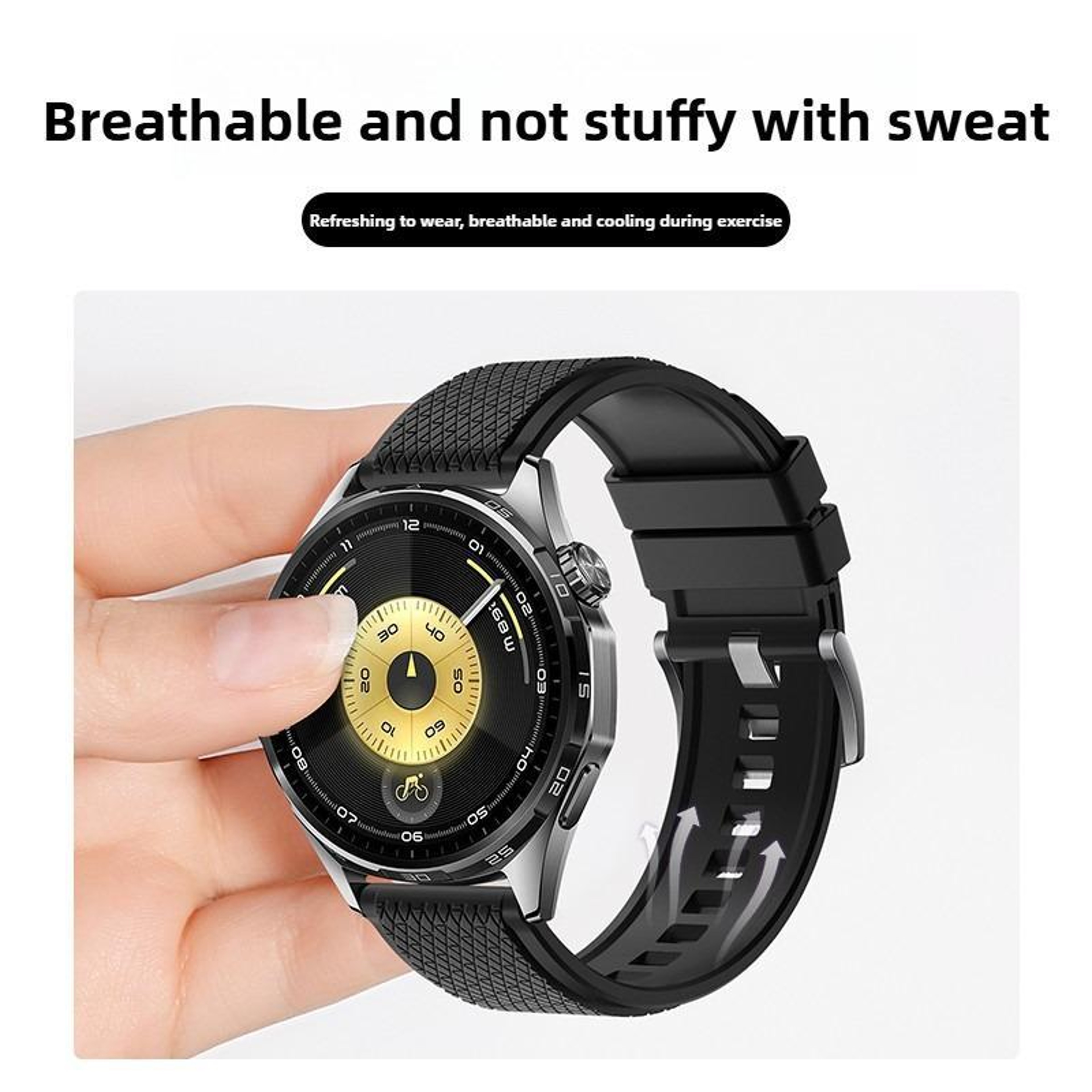 Fluororubber Watch Band Textured Replacement Strap For Longines Comfortable Adjustable Wristband 10