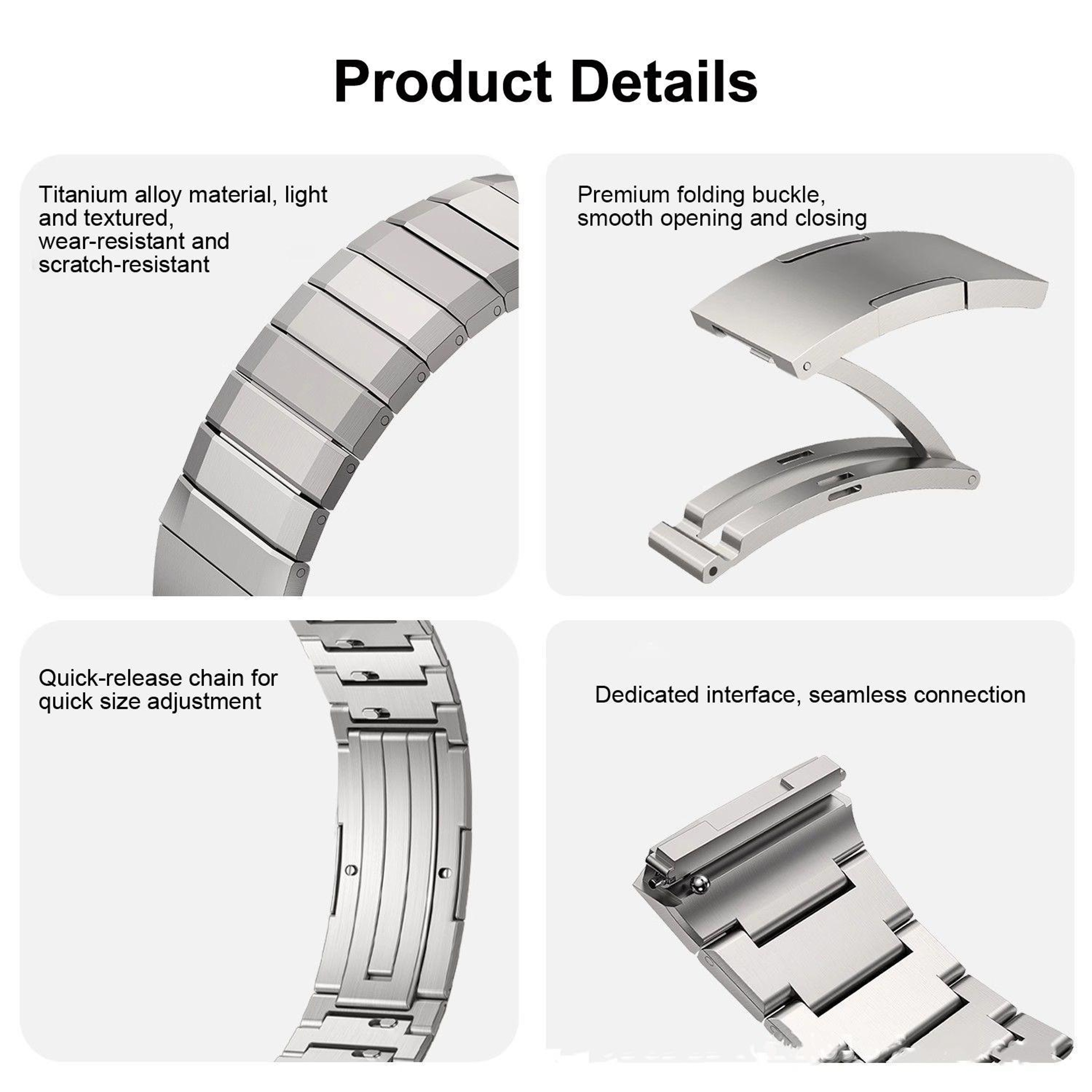 Huawei Watch 4 Pro Titanium Watch Band Bamboo Joint Metal Replacement Strap With HW Buckle 8
