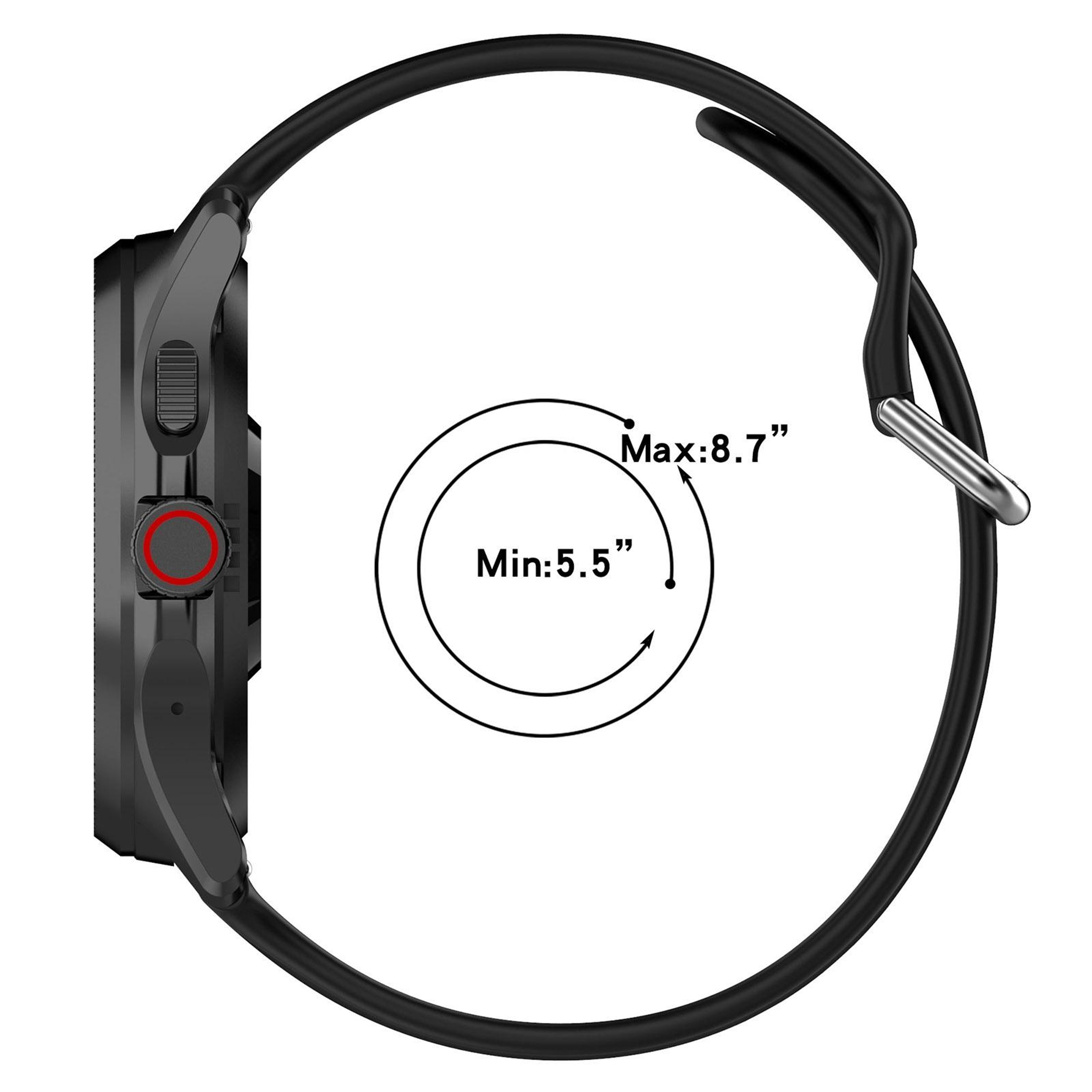 Universal Silicone Watch Band Adjustable Replacement Watch Strap For TicWatch Pro 5 And Fossil Watc 11