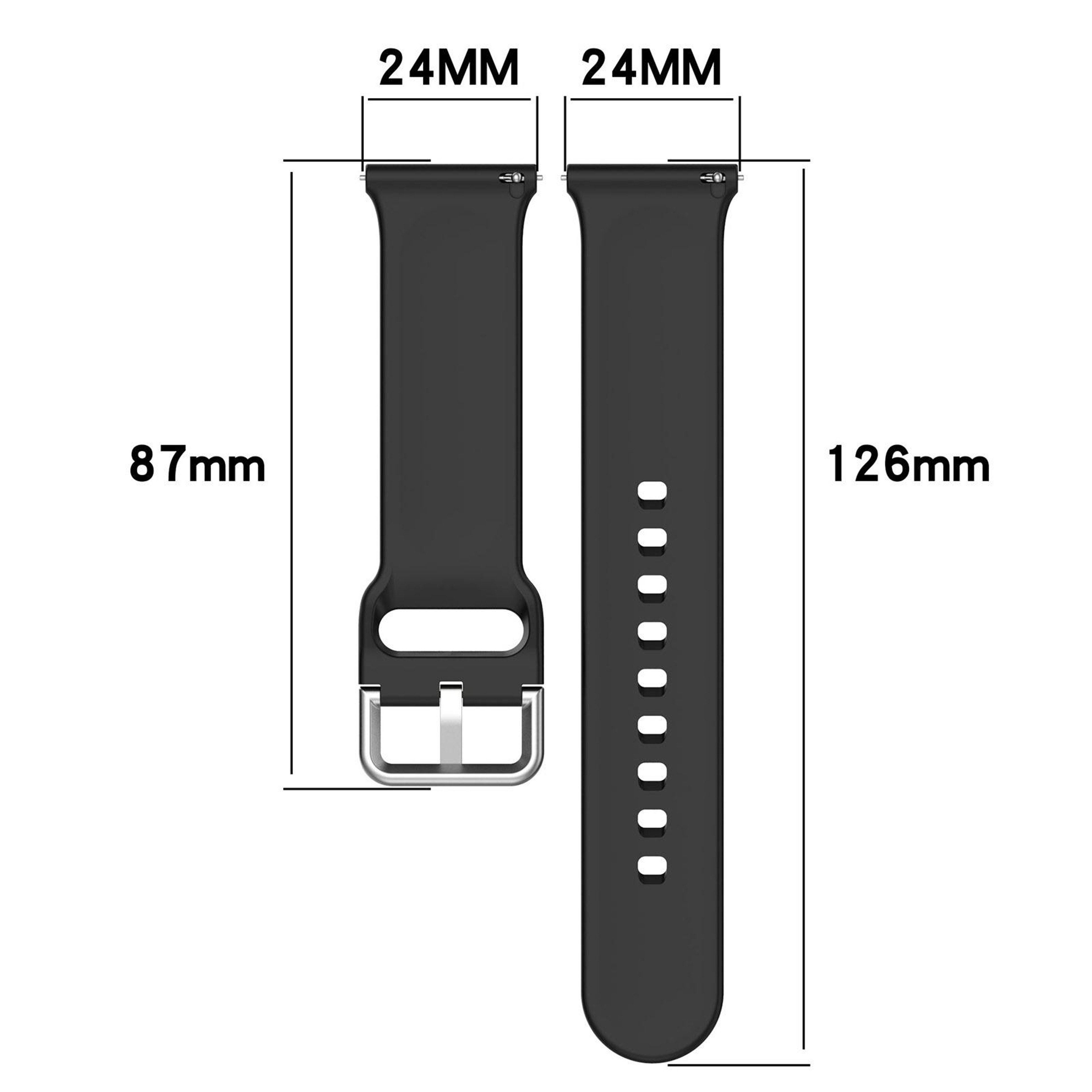 Universal Silicone Watch Band Adjustable Replacement Watch Strap For TicWatch Pro 5 And Fossil Watc 14