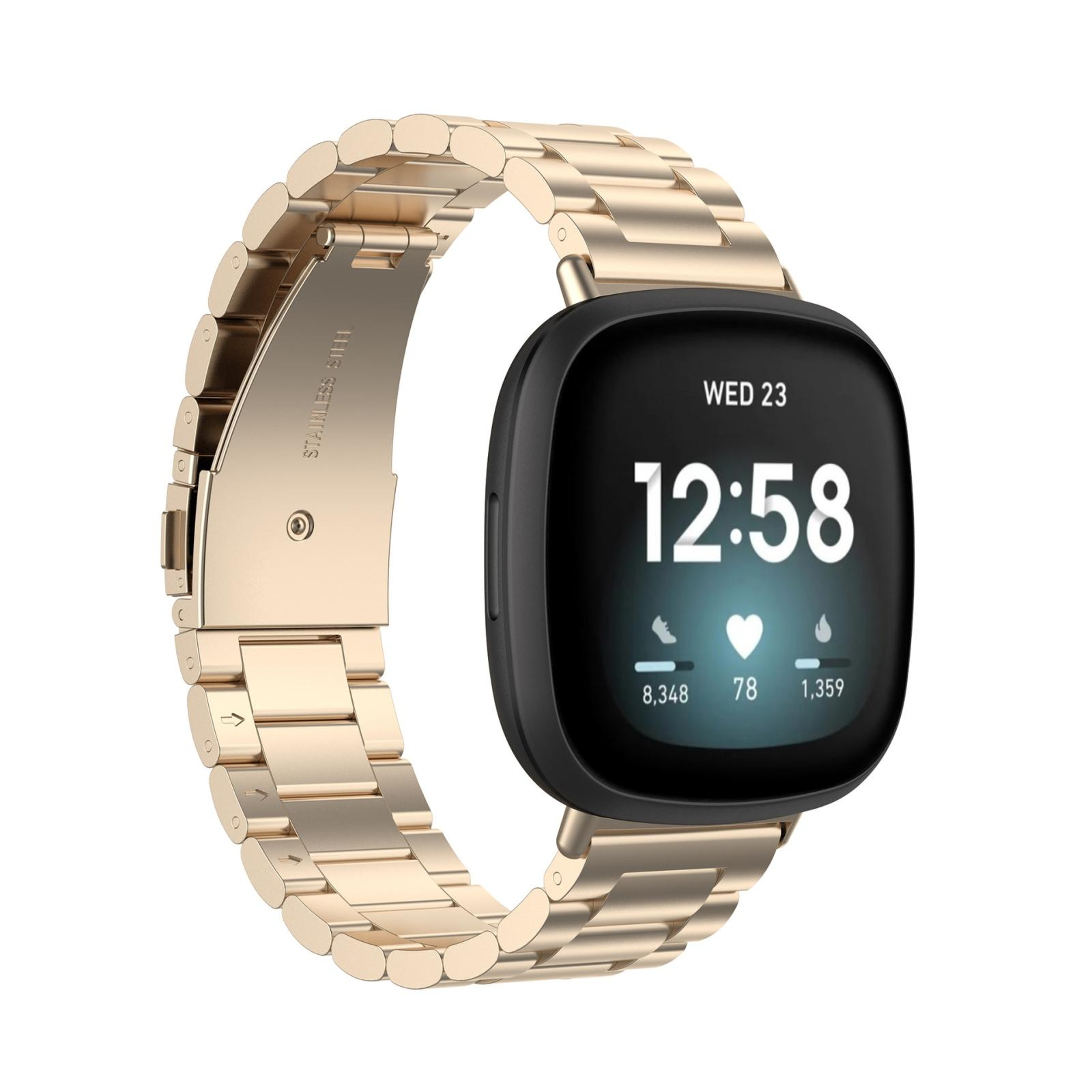 Fitbit Versa 4 Sense 2 Versa 3 Sense Stainless Steel Watch Band Adjustable Metal Replacement Strap – view 1