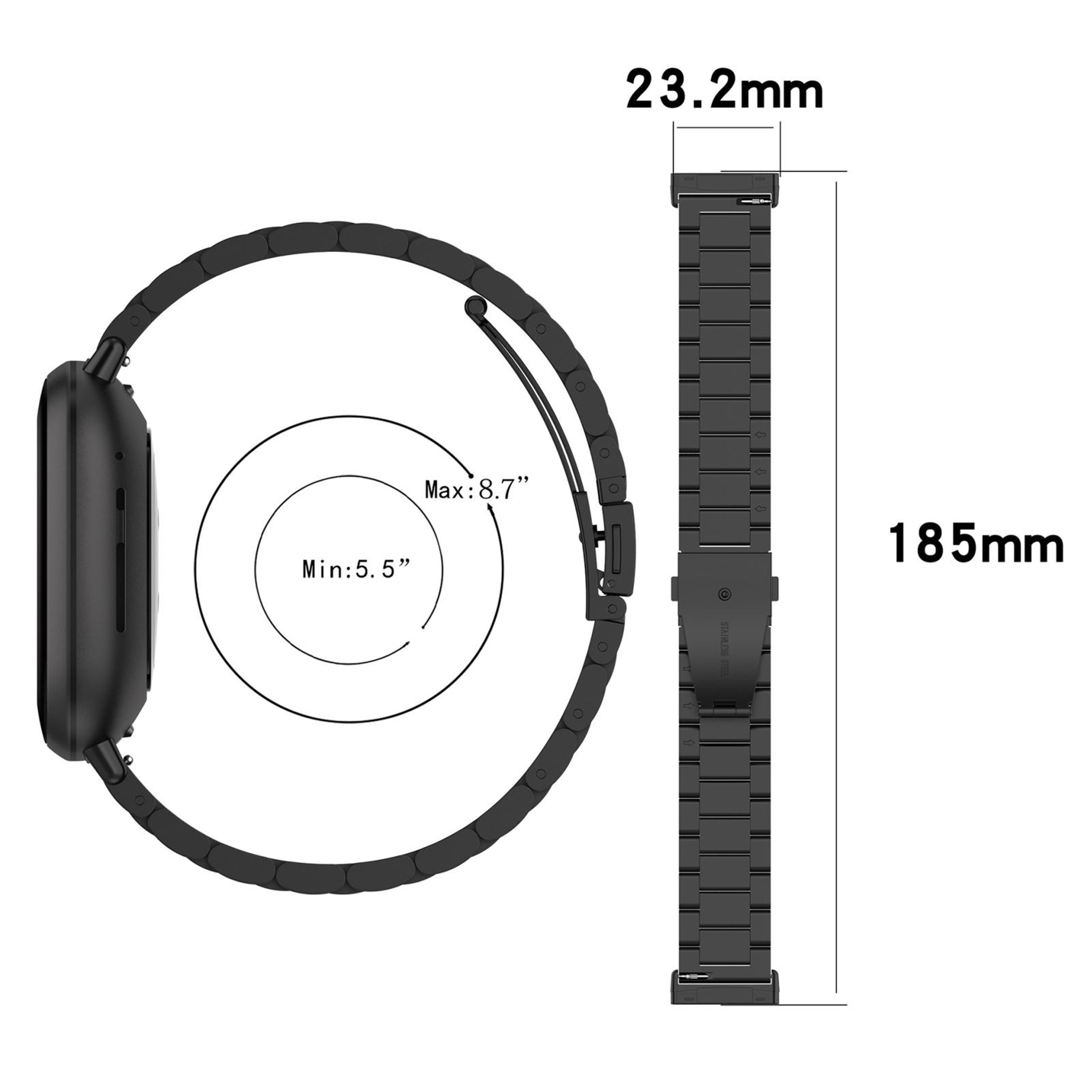 Fitbit Versa 4 Sense 2 Versa 3 Sense Stainless Steel Watch Band Adjustable Metal Replacement Strap – view 6