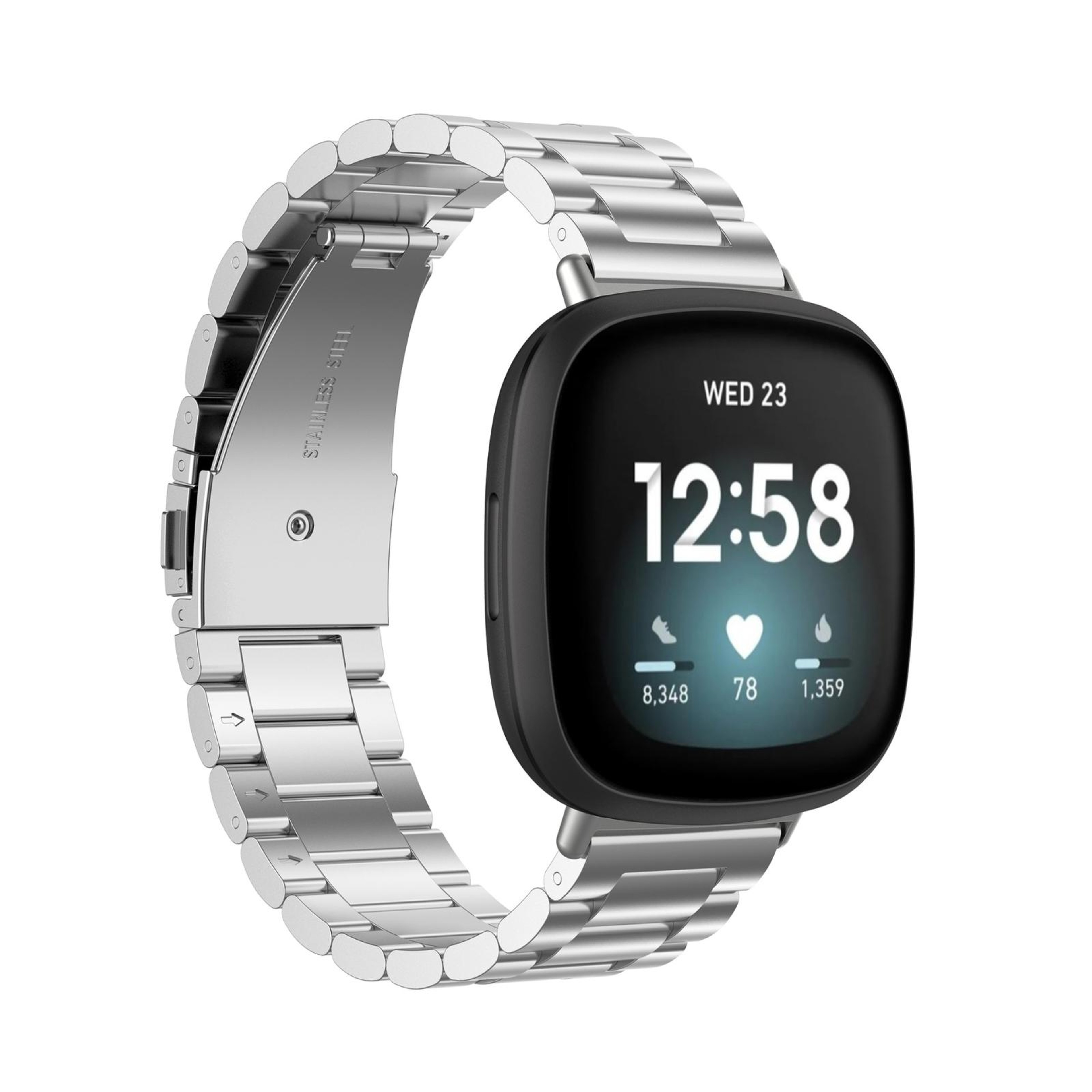 Fitbit Versa 4 Sense 2 Versa 3 Sense Stainless Steel Watch Band Adjustable Metal Replacement Strap – view 13