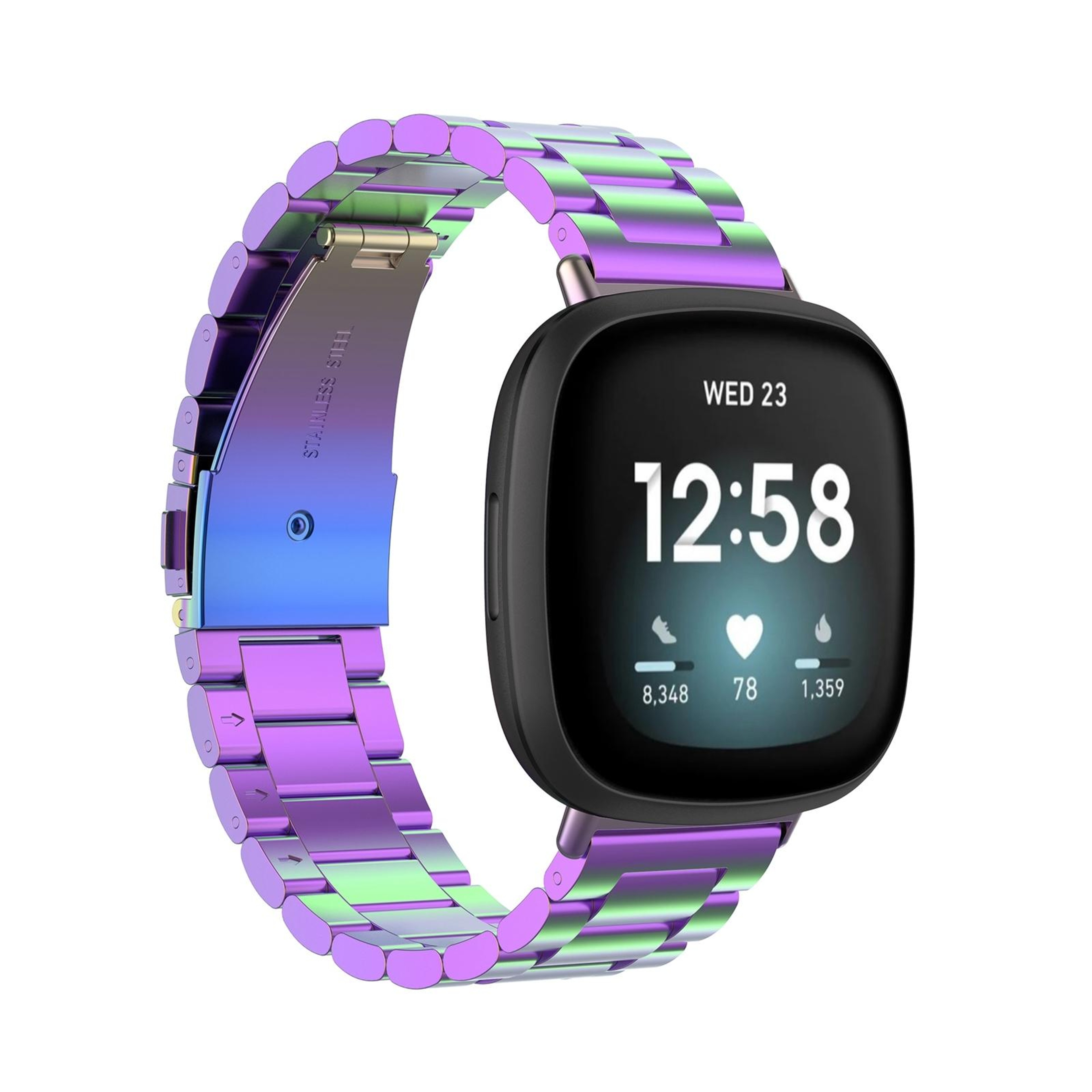 Fitbit Versa 4 Sense 2 Versa 3 Sense Stainless Steel Watch Band Adjustable Metal Replacement Strap – view 14