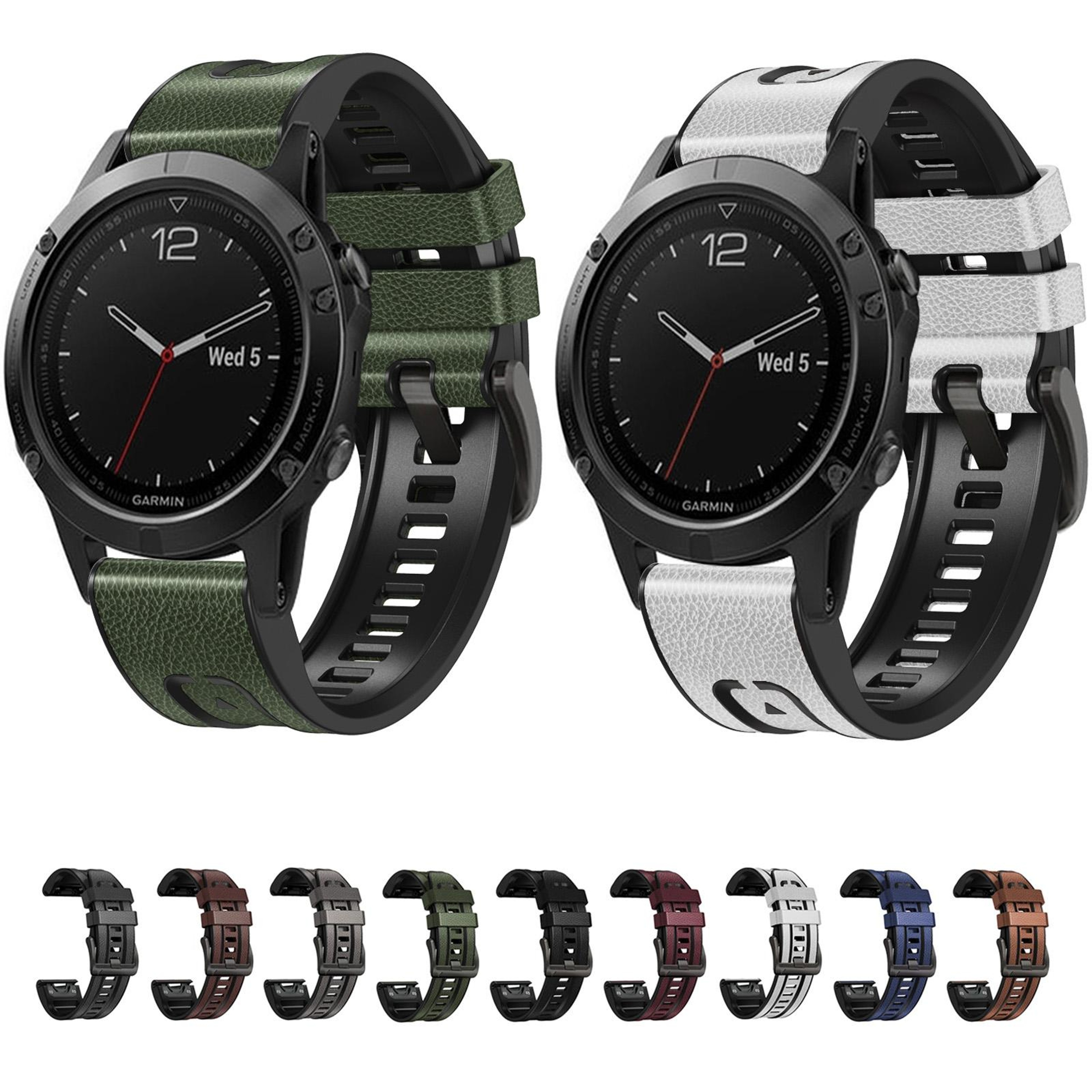 Garmin Fenix 7 Quick Release Watch Band Silicone Leather Replacement Strap 22mm – view 5
