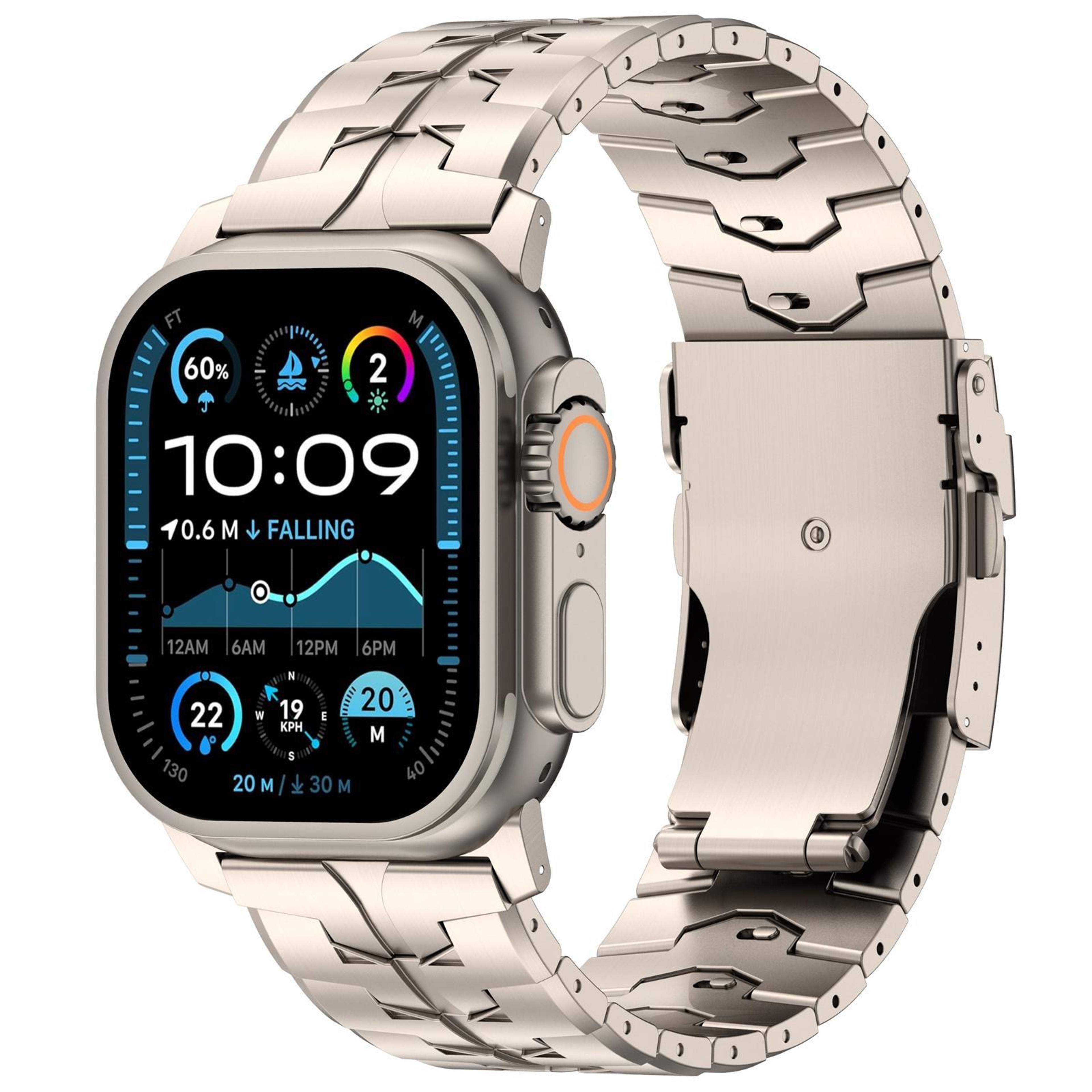 Apple Watch Titanium Watch Band Quick Release Flat Buckle Adjustable Metal Strap – view 9