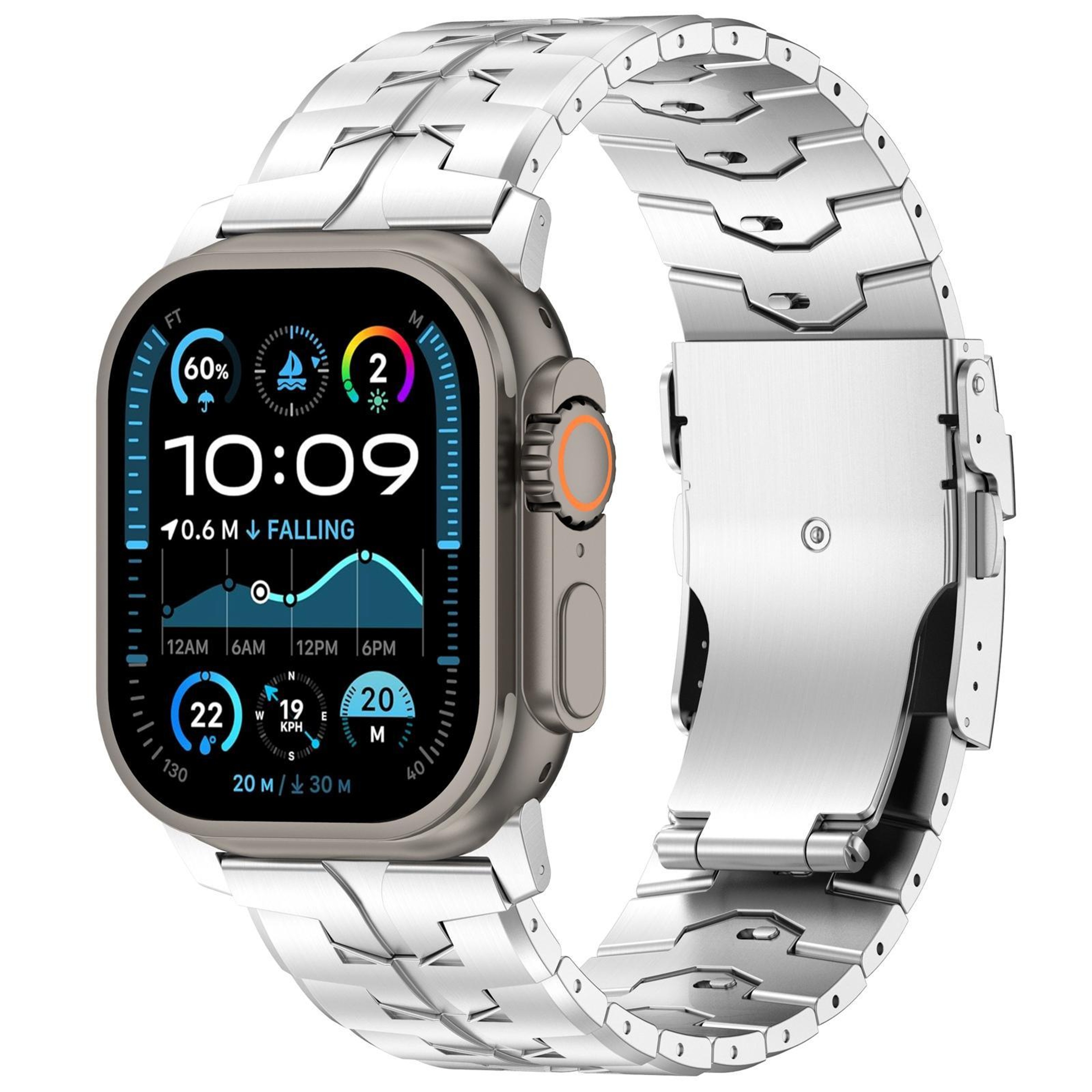Apple Watch Titanium Watch Band Quick Release Flat Buckle Adjustable Metal Strap – view 10
