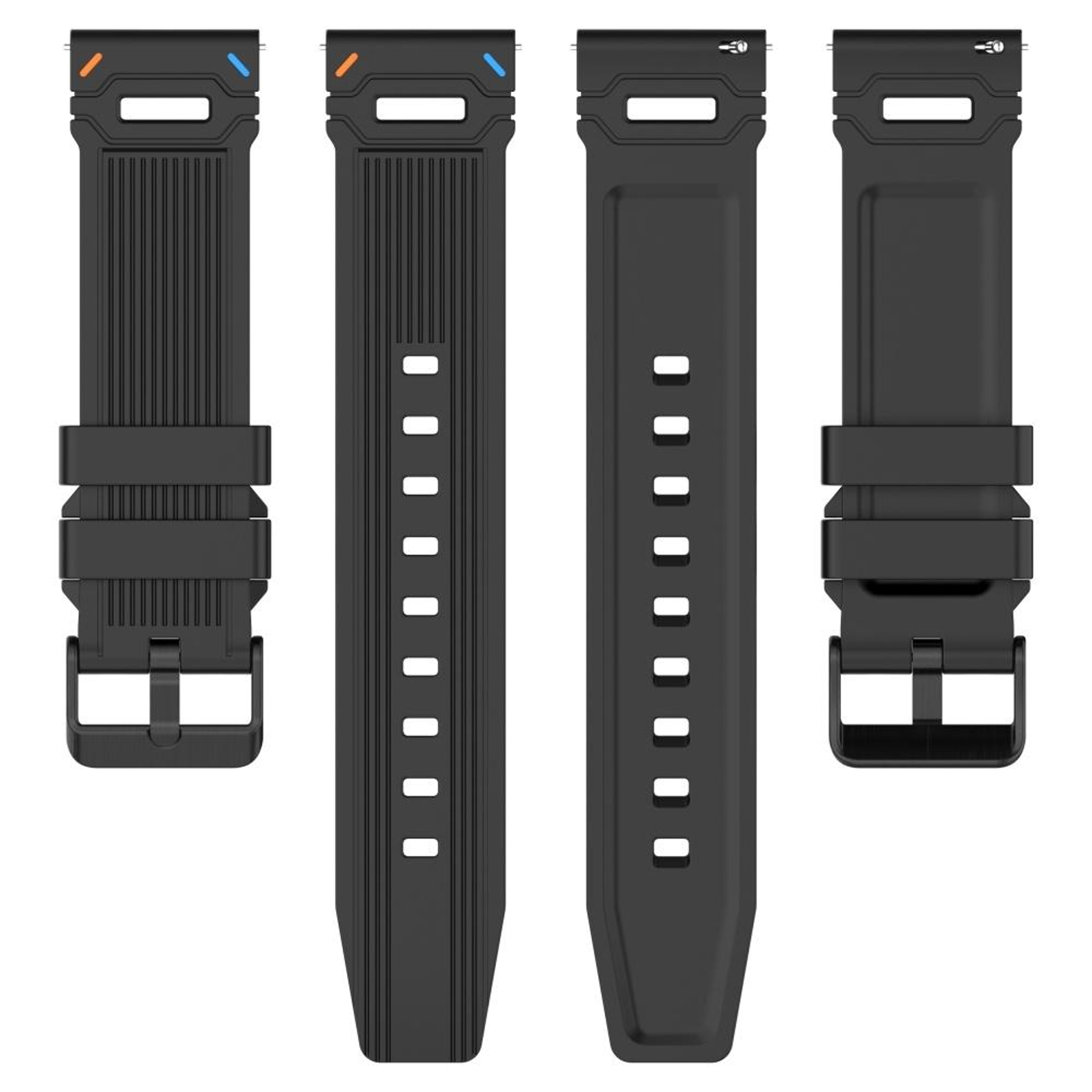Xiaomi Watch 22mm Silicone Watch Band Vertical Pattern Quick Release Replacement Strap With Black B 14