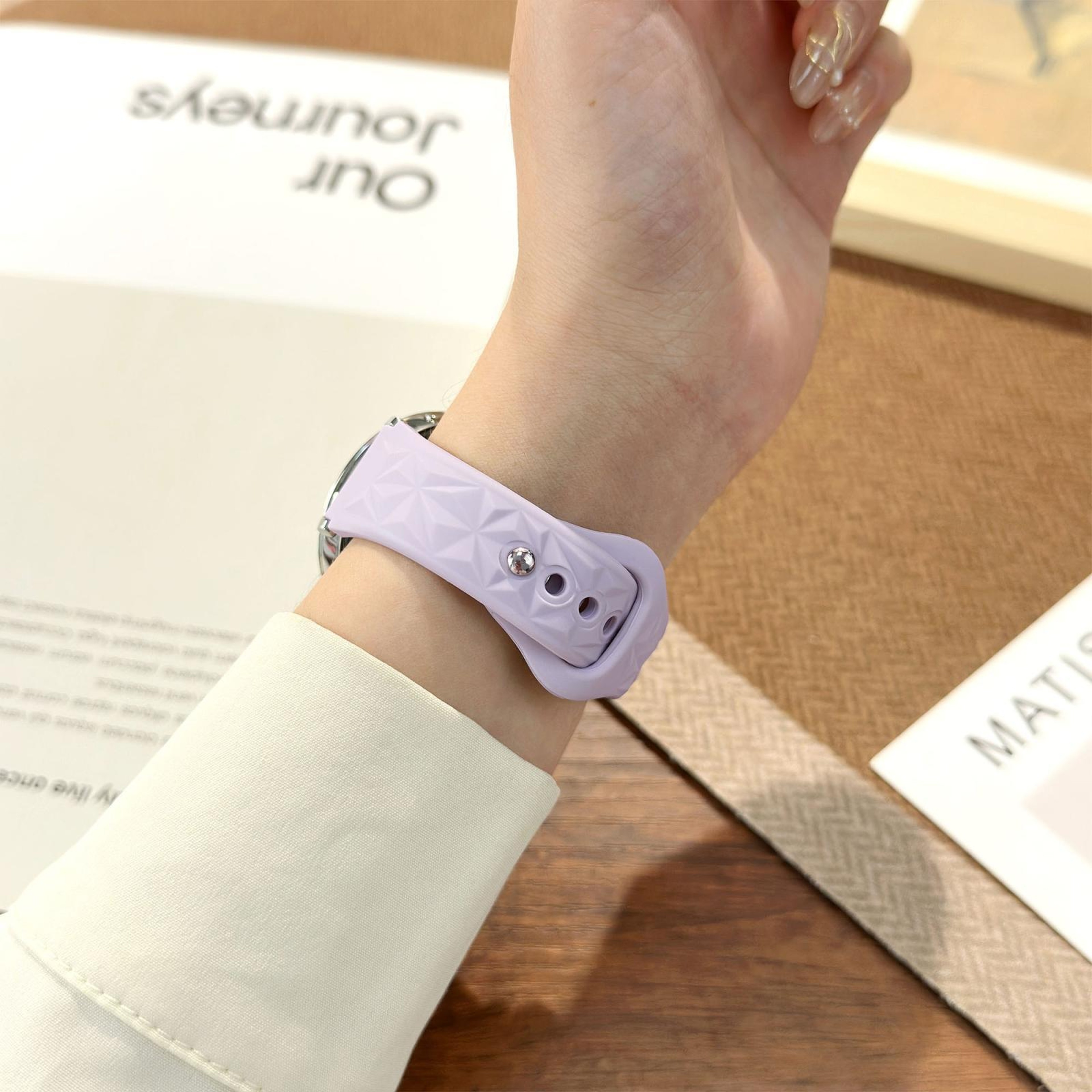 18mm Slim Silicone Watch Band With Reverse Buckle Ice Crystal Adjustable Replacement Strap 9