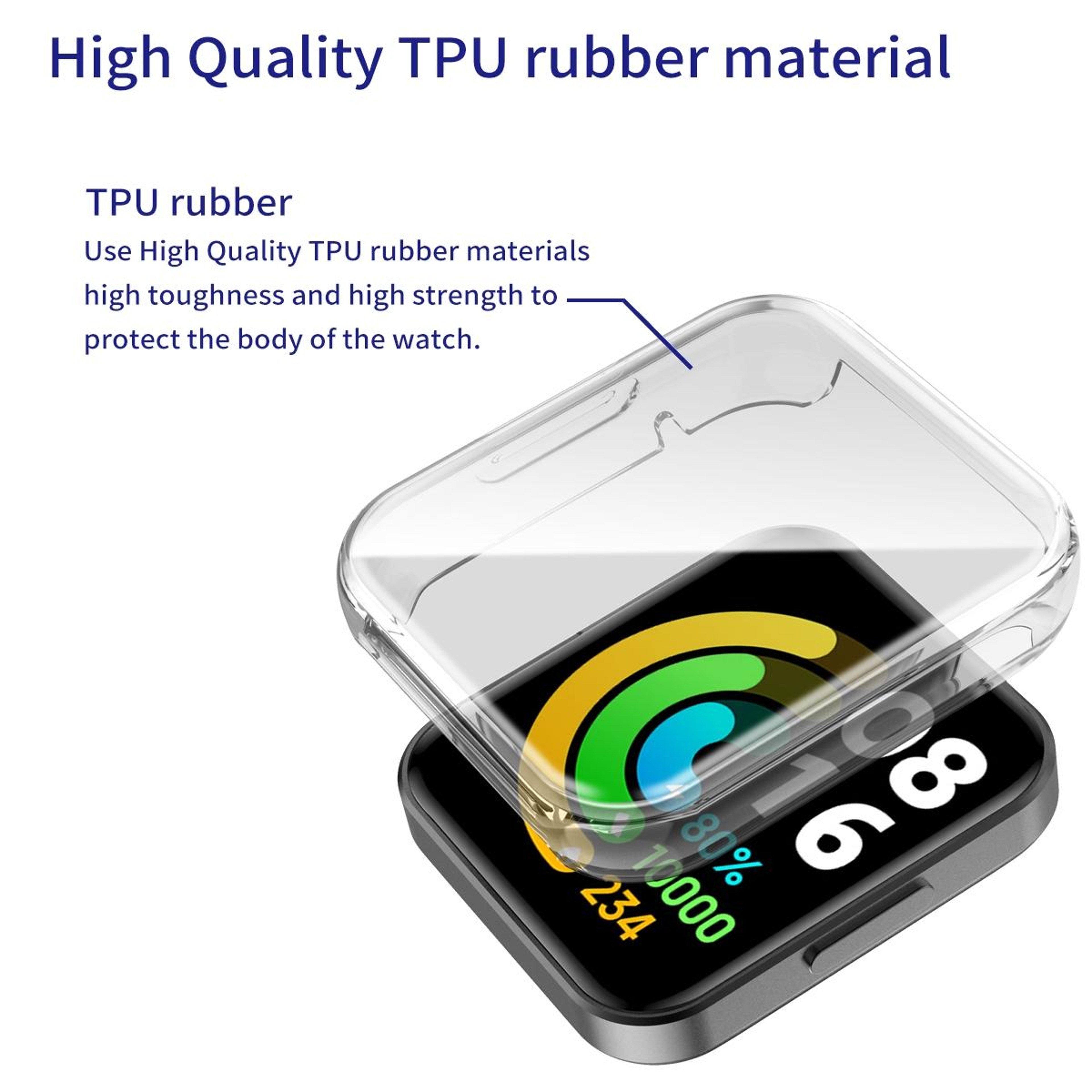 Xiaomi Redmi Watch 2 TPU Protective Case With Screen Protector Lightweight Hollow Cover 2