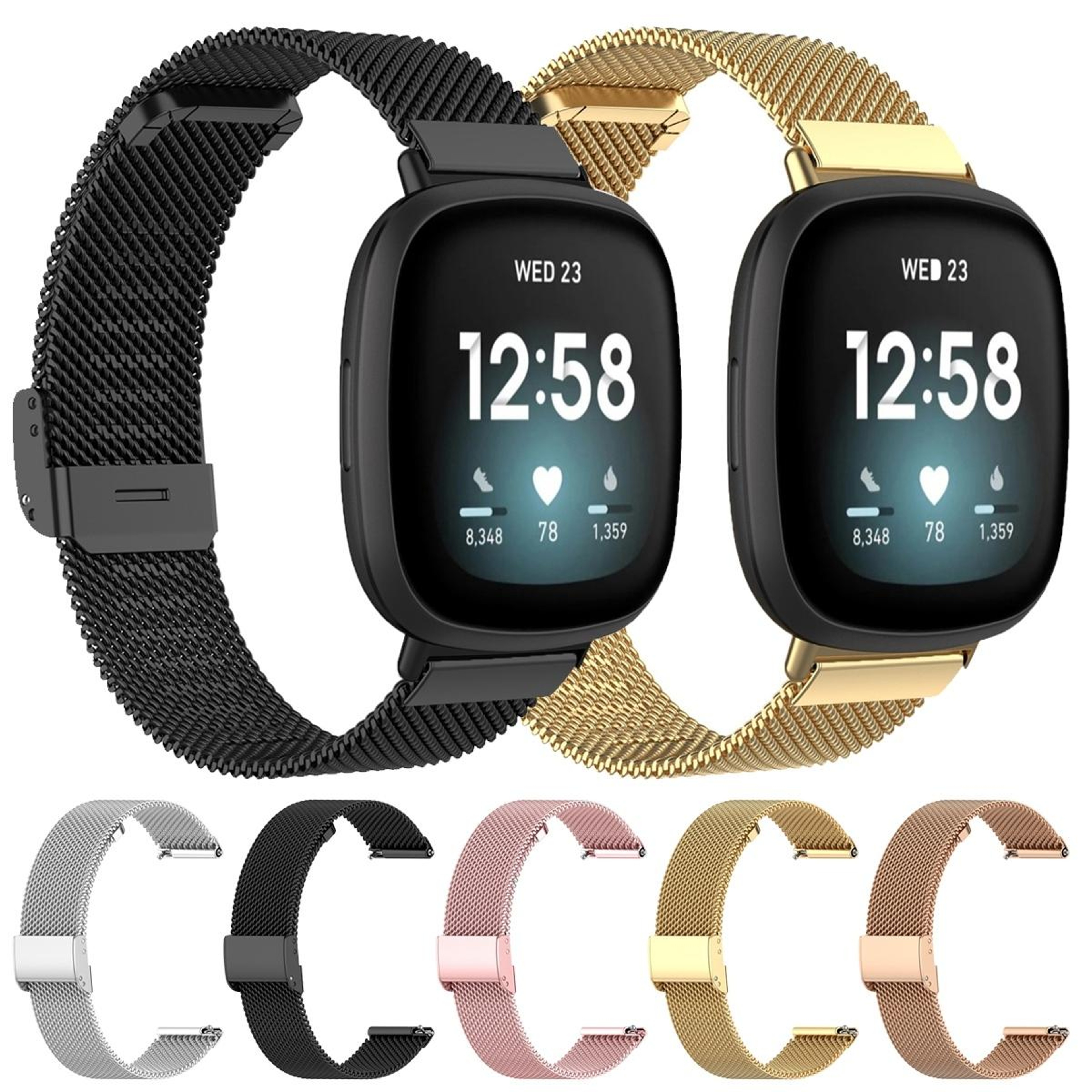 Fitbit Versa 4 Versa 3 Sense 2 Milanese Mesh Watch Band Stainless Steel Replacement Strap 7