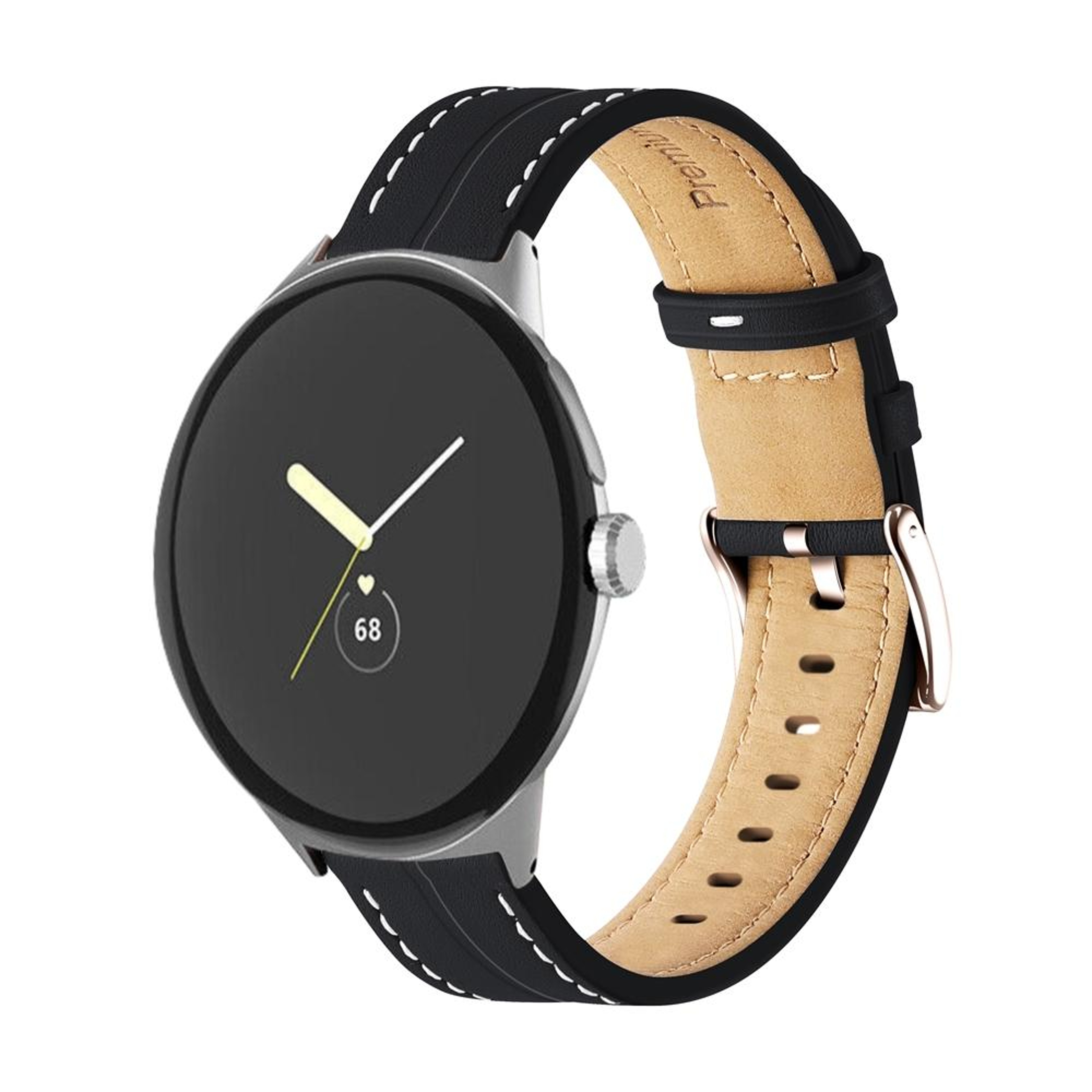Google Pixel Watch 4 3 2 1 Genuine Leather Watch Band 41mm Grooved Replacement Strap 7