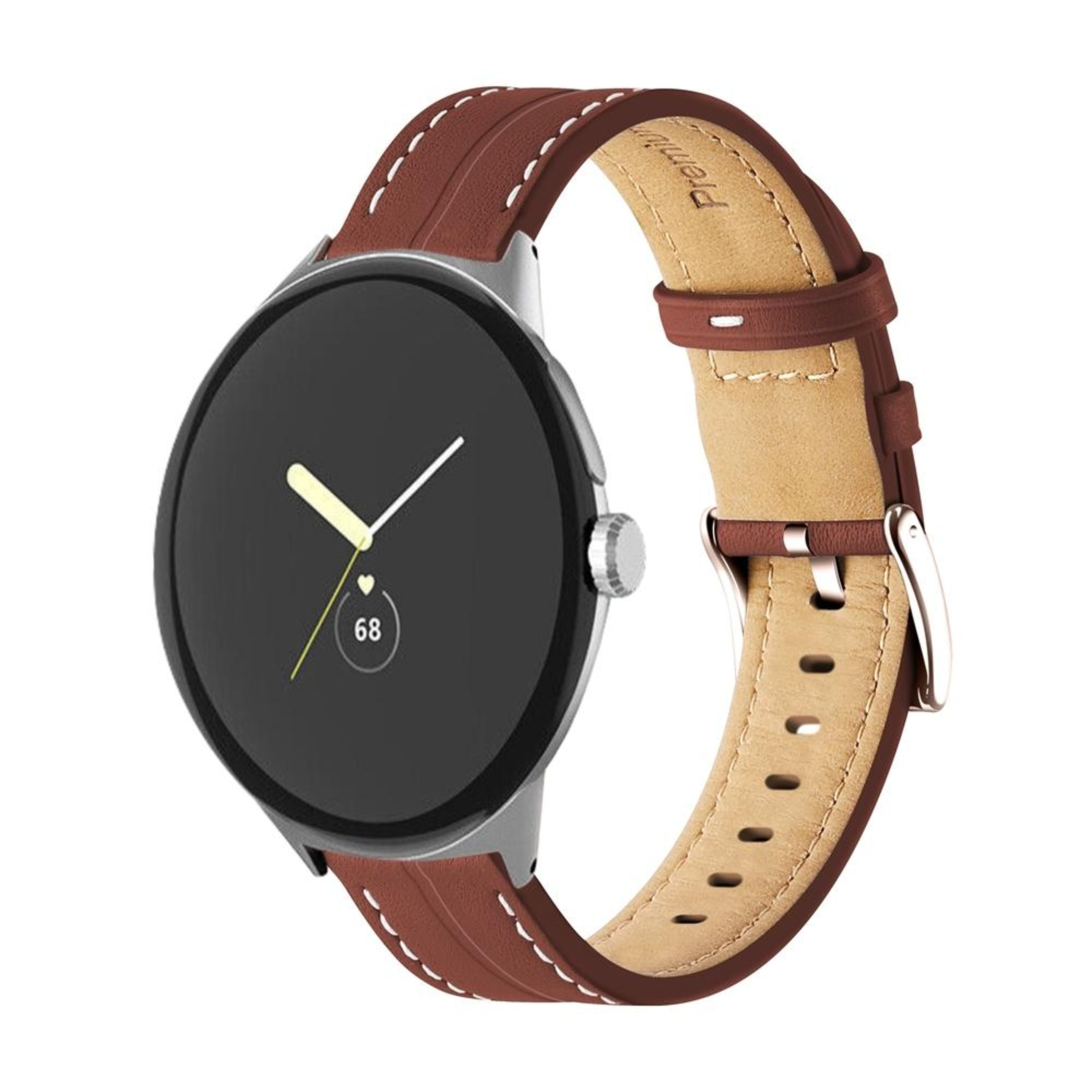 Google Pixel Watch 4 3 2 1 Genuine Leather Watch Band 41mm Grooved Replacement Strap 3