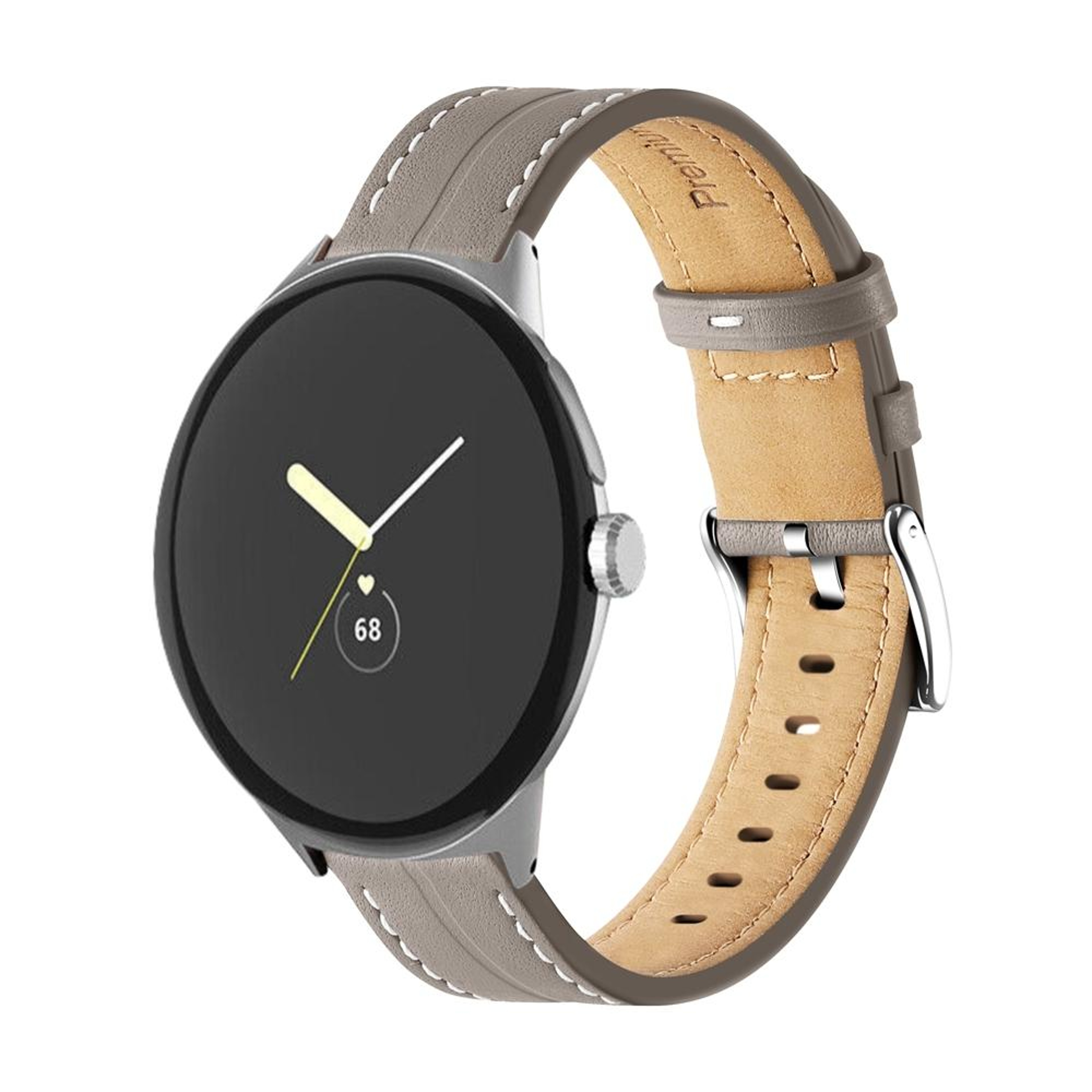 Google Pixel Watch 4 3 2 1 Genuine Leather Watch Band 41mm Grooved Replacement Strap 5