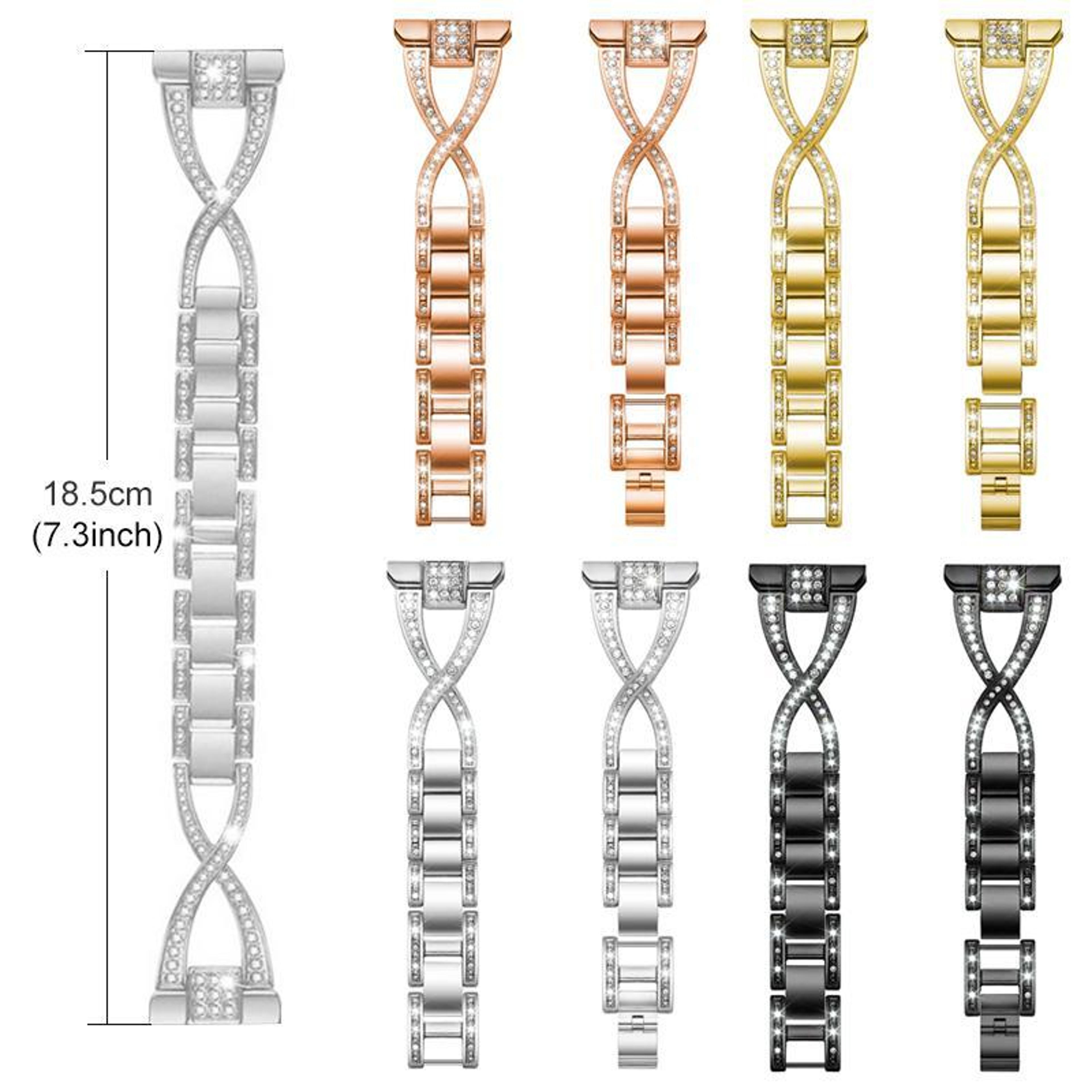 Fitbit Versa 4 Versa 3 Sense 2 Sense Diamond Metal Watch Band X Shape Rhinestone Replacement Strap 3