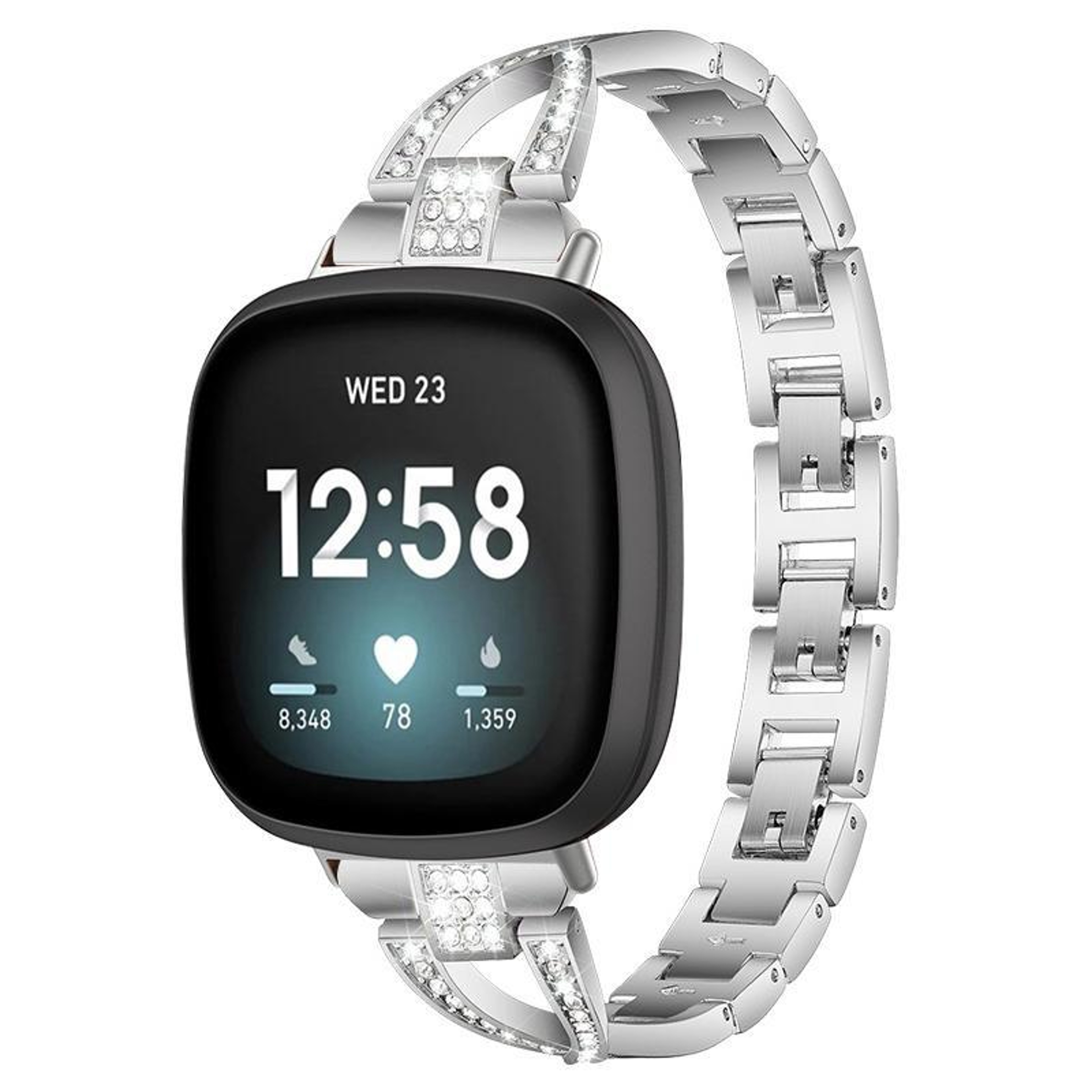 Fitbit Versa 4 Versa 3 Sense 2 Sense Diamond Metal Watch Band X Shape Rhinestone Replacement Strap 2