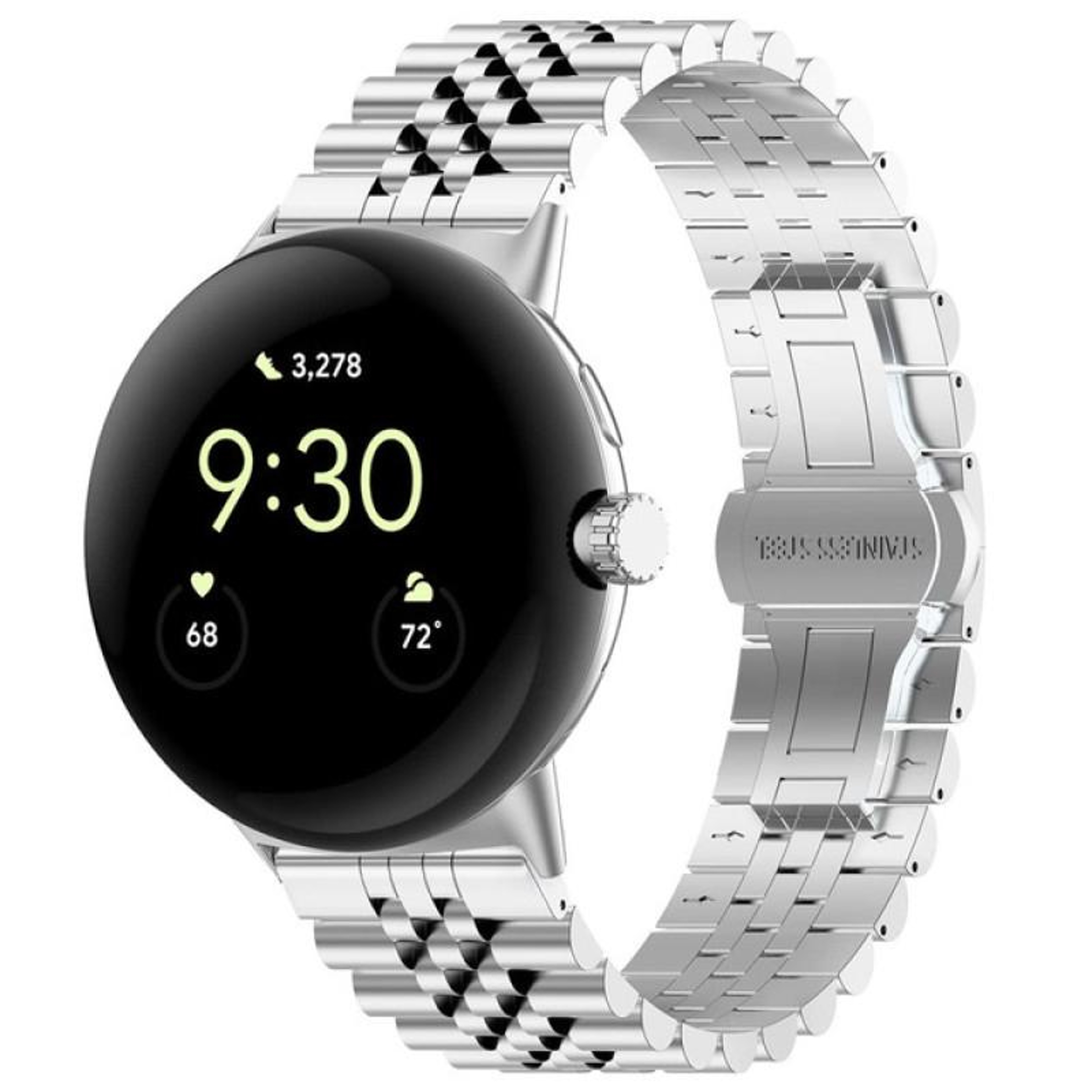 Google Pixel Watch 4 3 2 1 Stainless Steel Watch Band Seven Bead Metal Replacement Strap For 41mm 7