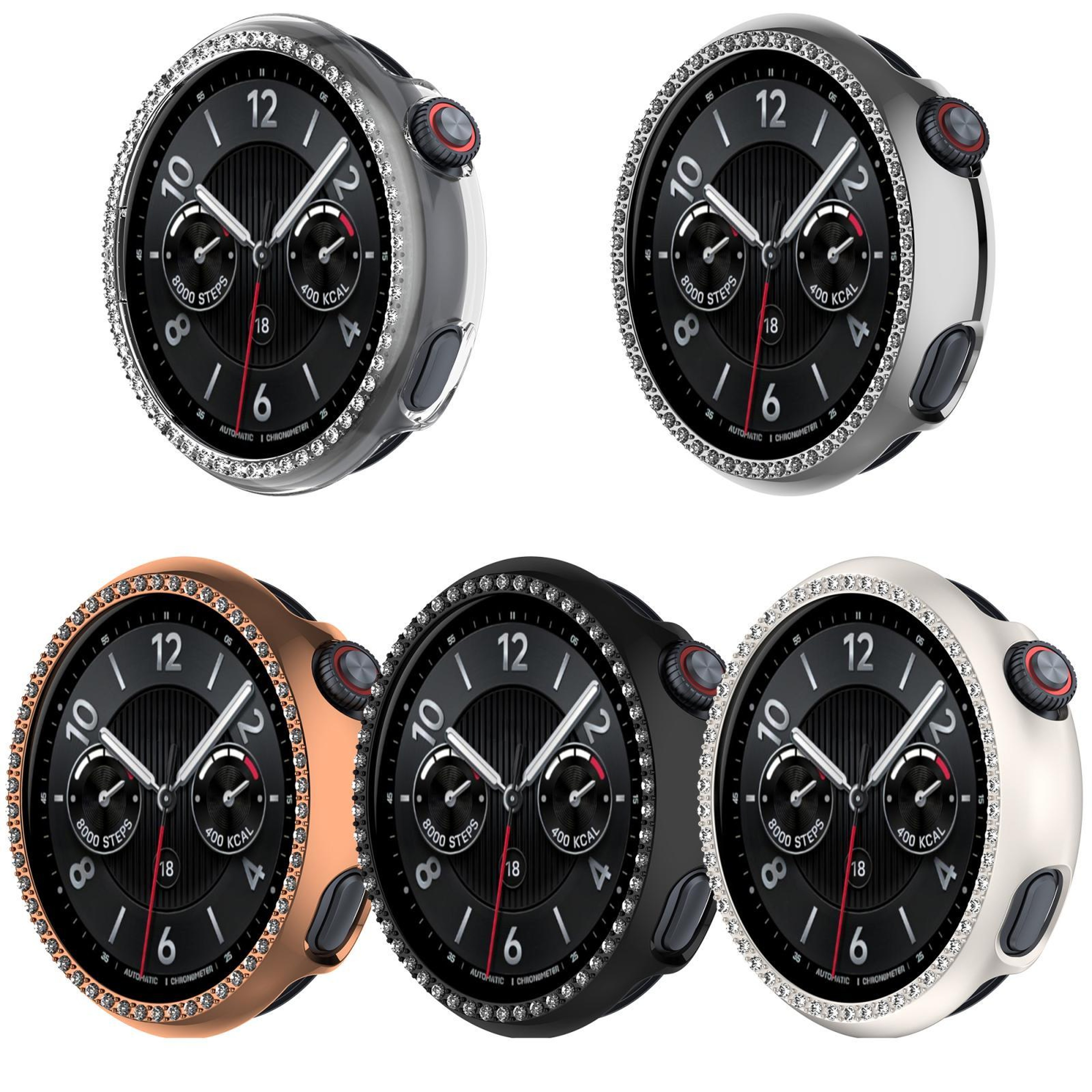 For Vivo Watch 5 PC Watch Protective Case Single Row Diamond Half Coverage Hollow Watch Cover 10