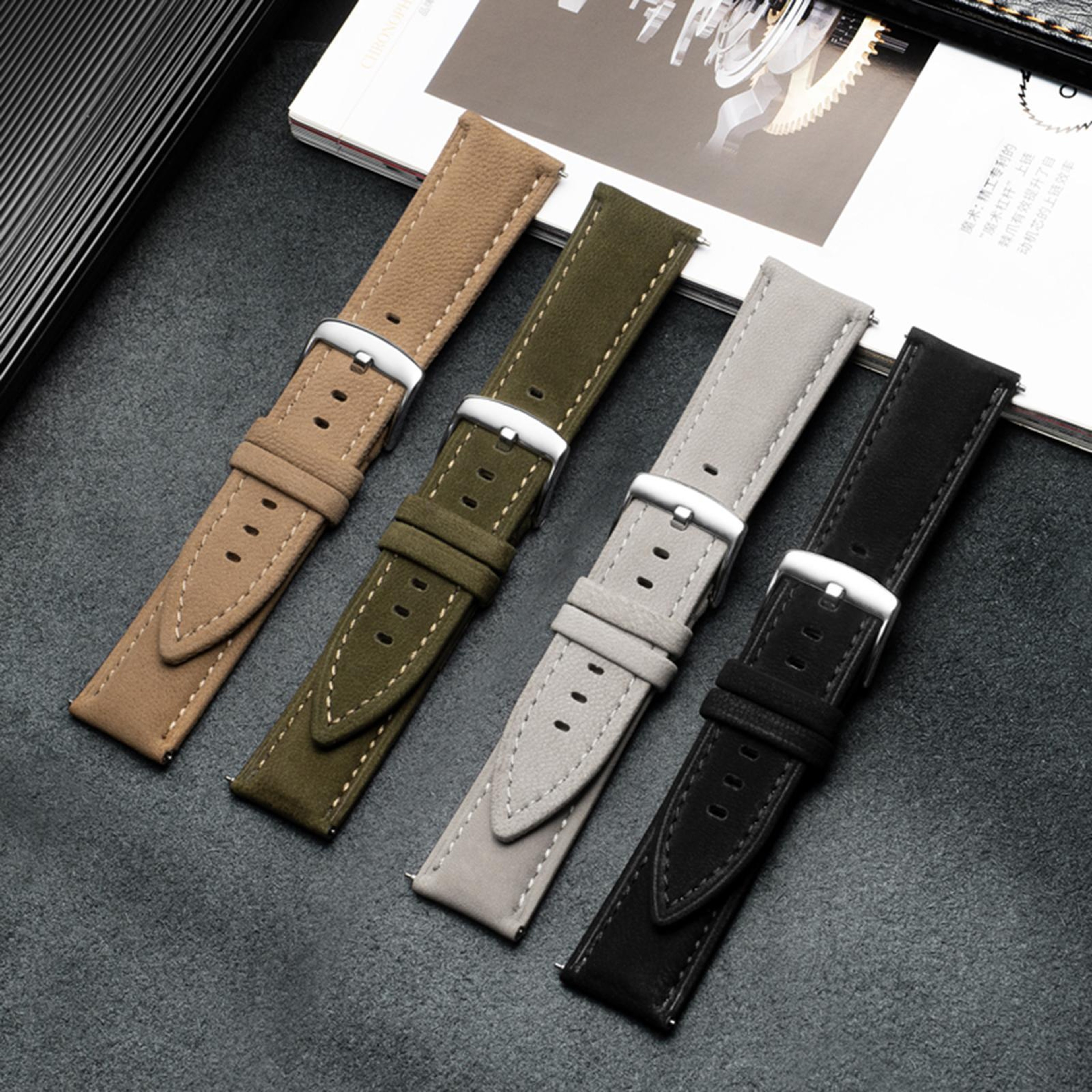 Genuine Leather Watch Strap Double Sided Plush Quick Release Replacement Watch Band – view 4