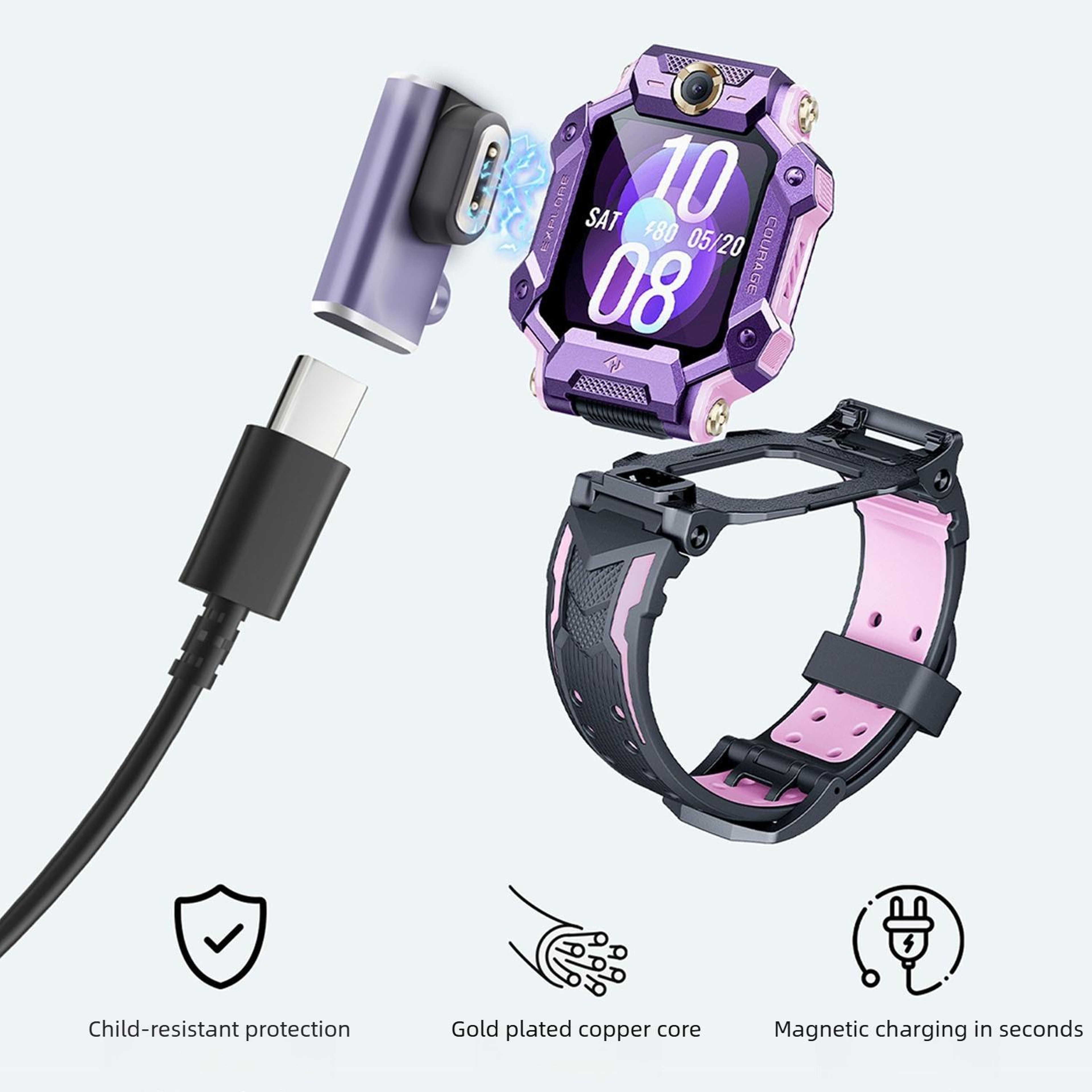 For Imoo Watch Phone Magnetic Charging Adapter Type C Smartwatch Charger For Z11 Z10 Z9 Z8 Z7 Serie 3