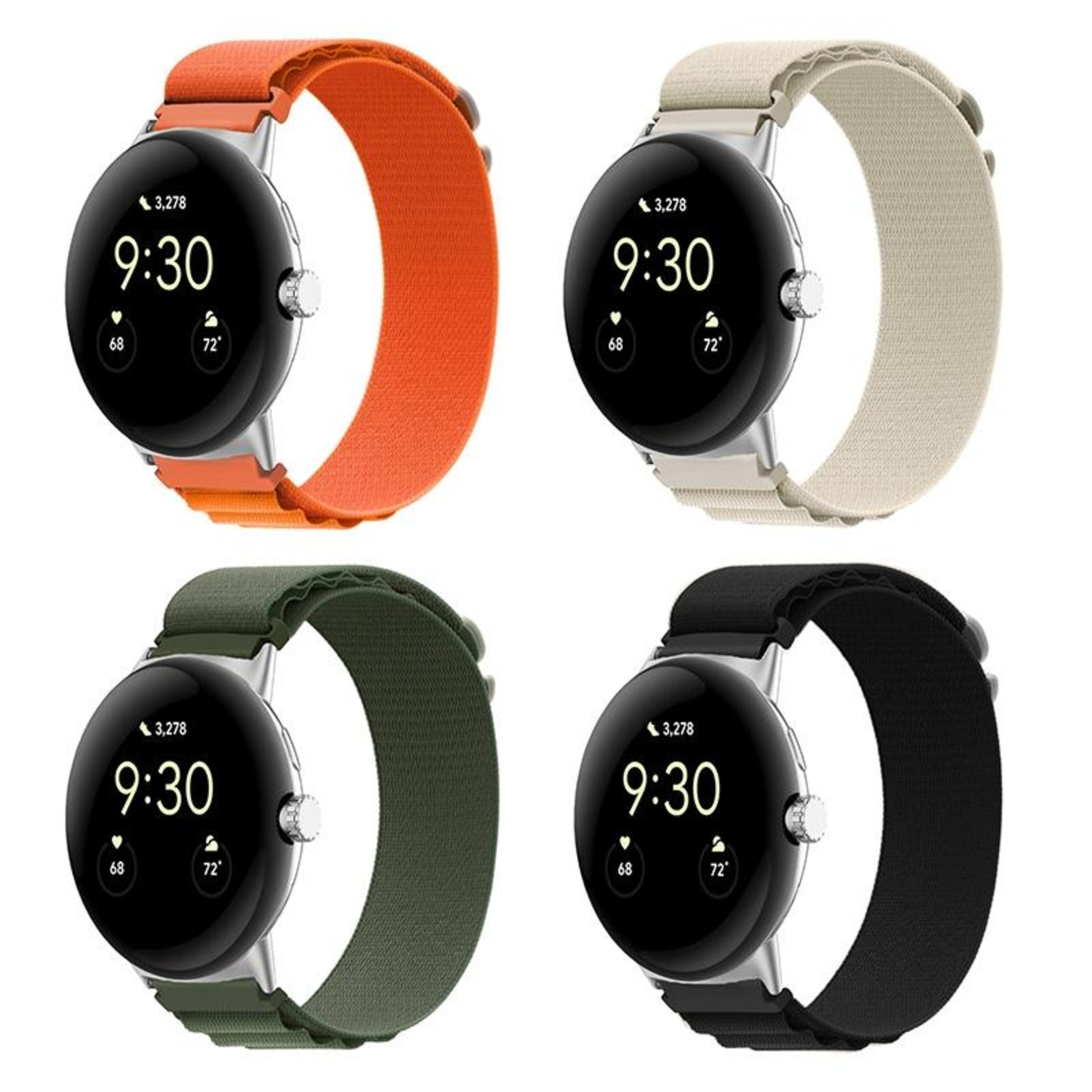 Google Pixel Watch 4 3 2 1 41mm Nylon Watch Band Adjustable Replacement Strap With Silver Connector 1